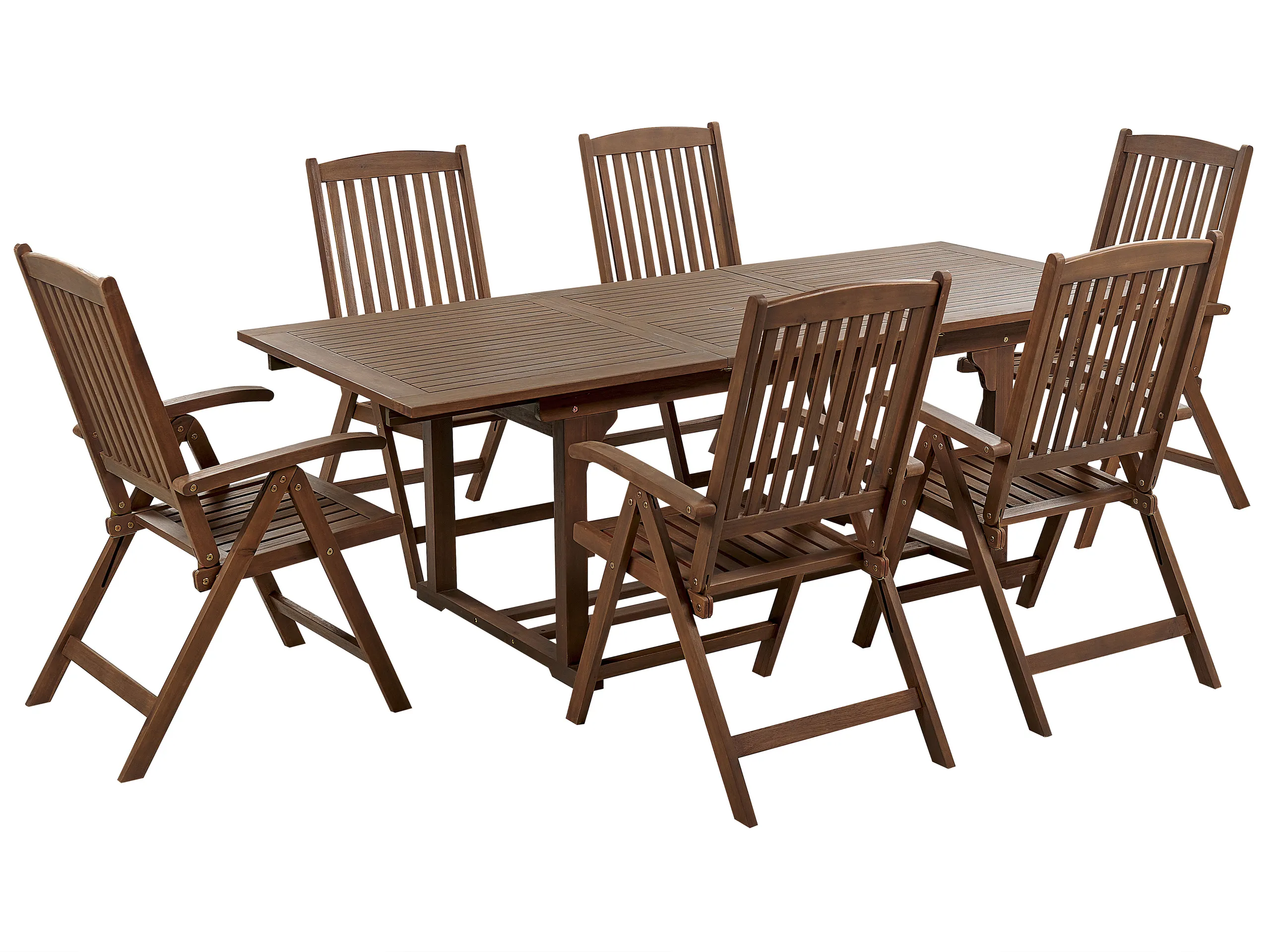Conjunto de comedor exterior 6 plazas AMANTEA Madera de acacia Marrón oscuro