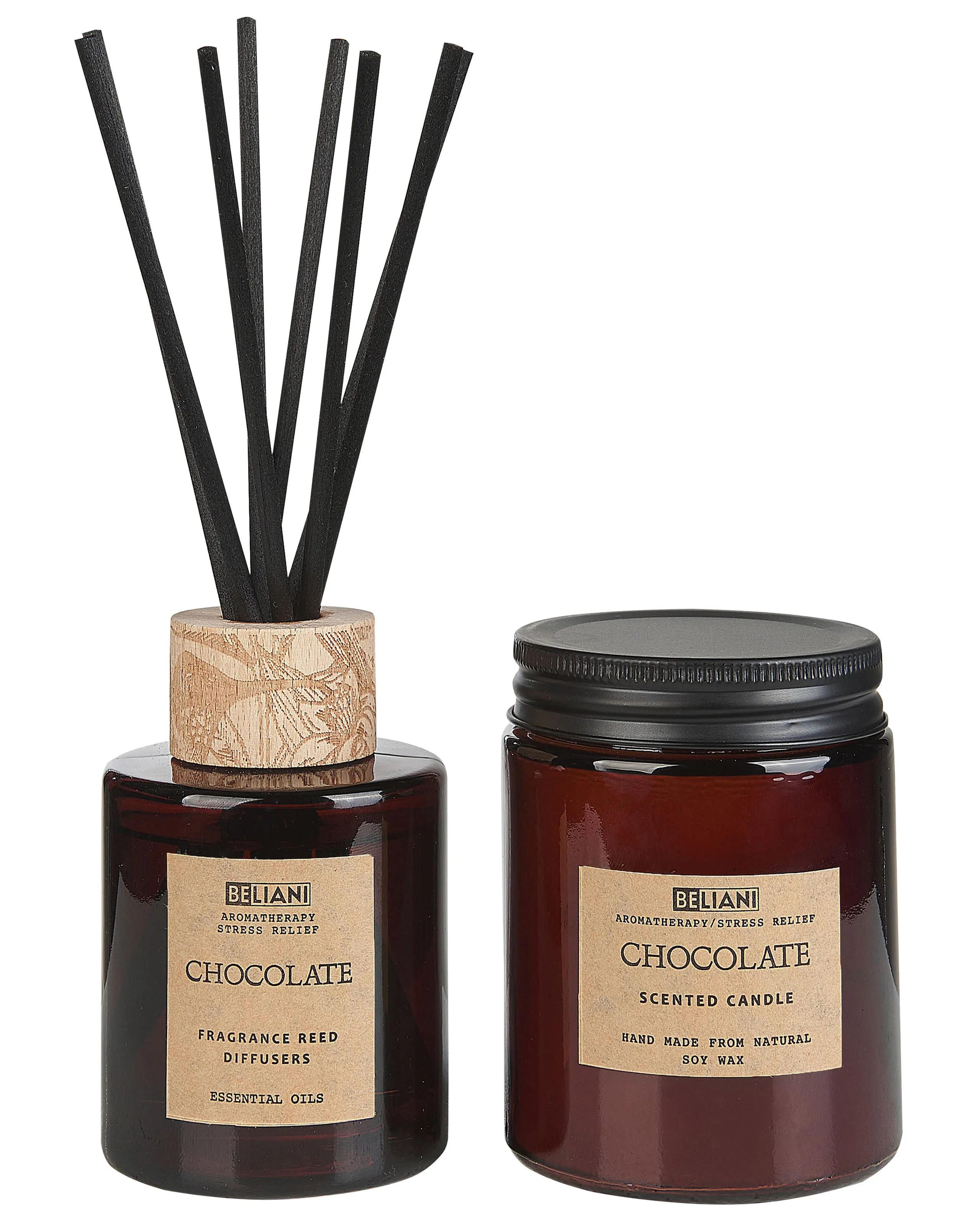 Vela aromática con difusor de fragancia DARK ELEGANCE 9 cm Marrón