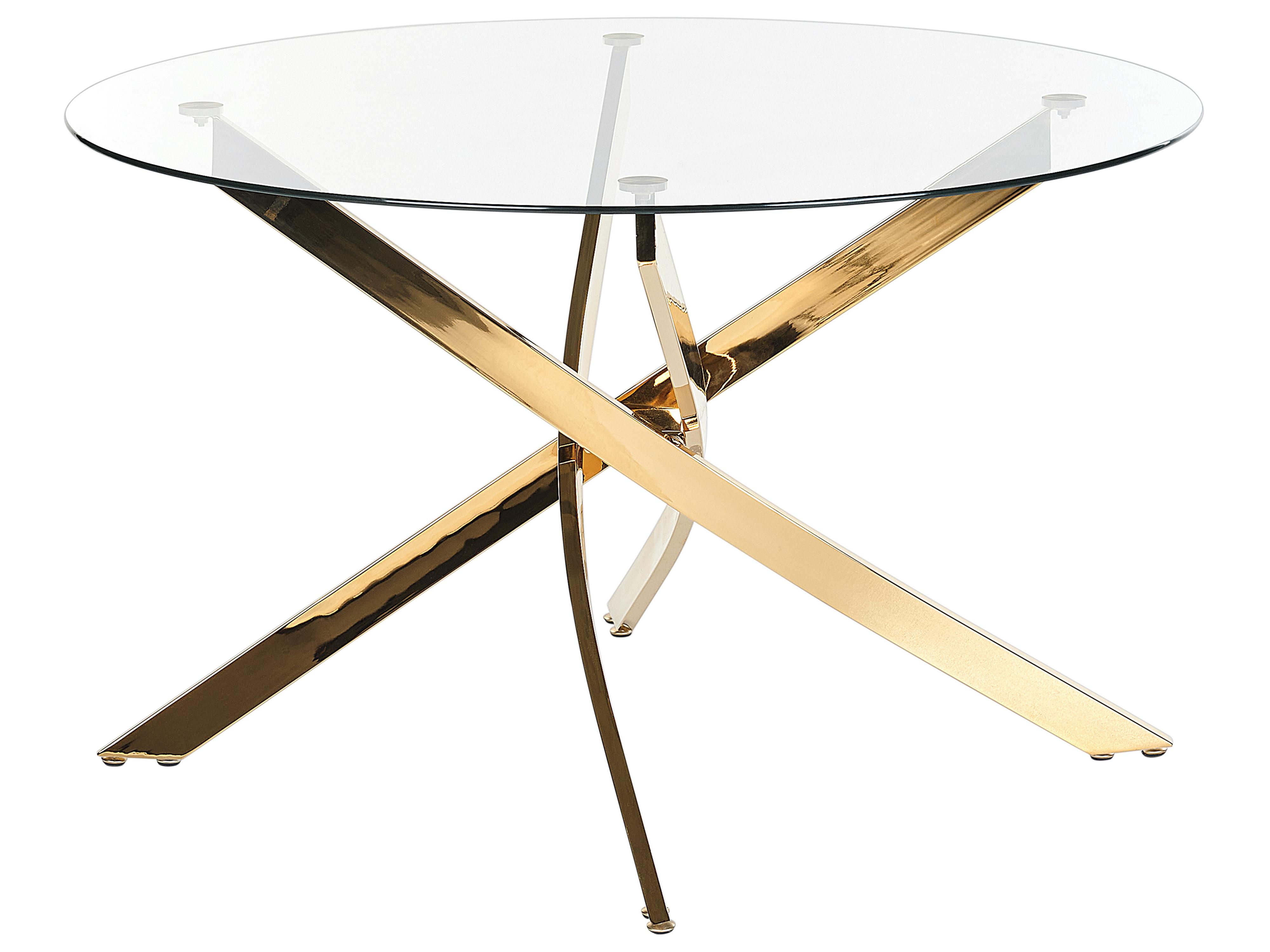 Mesa de comedor MARAMO Dorado 120 cm 120 cm Vidrio templado