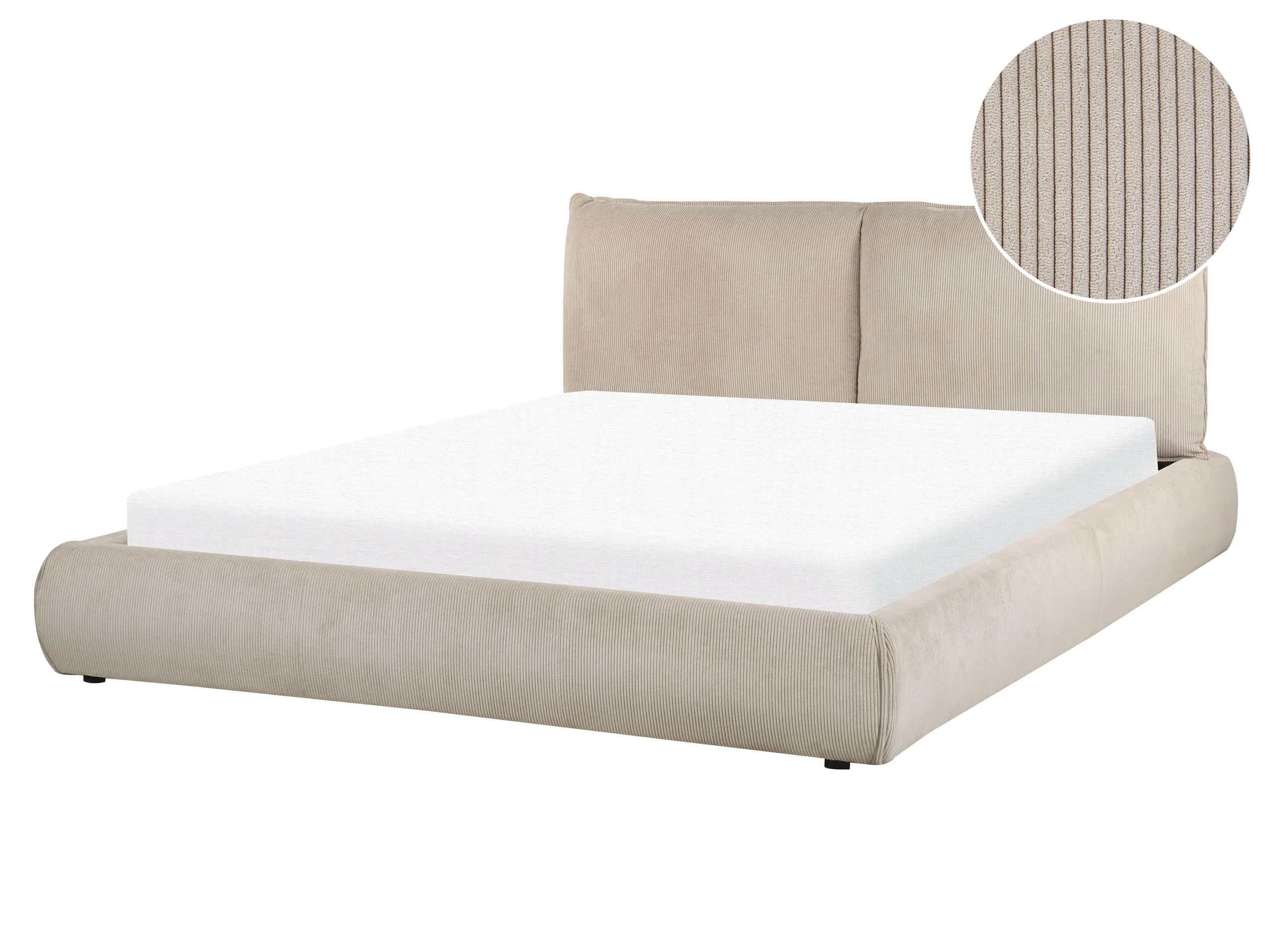 Bed Corduroy VINAY 160 x 200 cm (EU King Size) Taupe