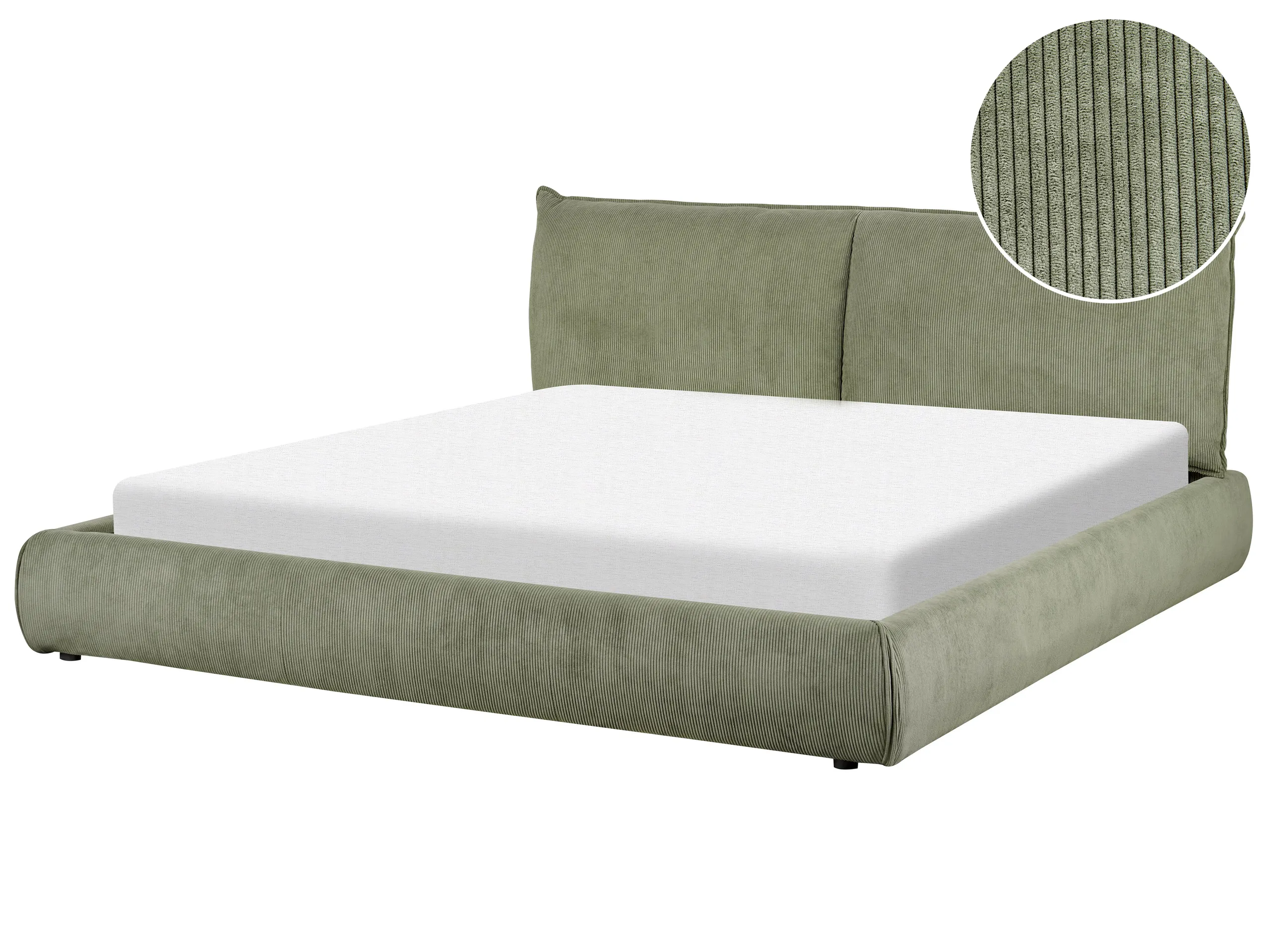 Bed Corduroy VINAY 180 x 200 cm (EU Super King) Olive Green