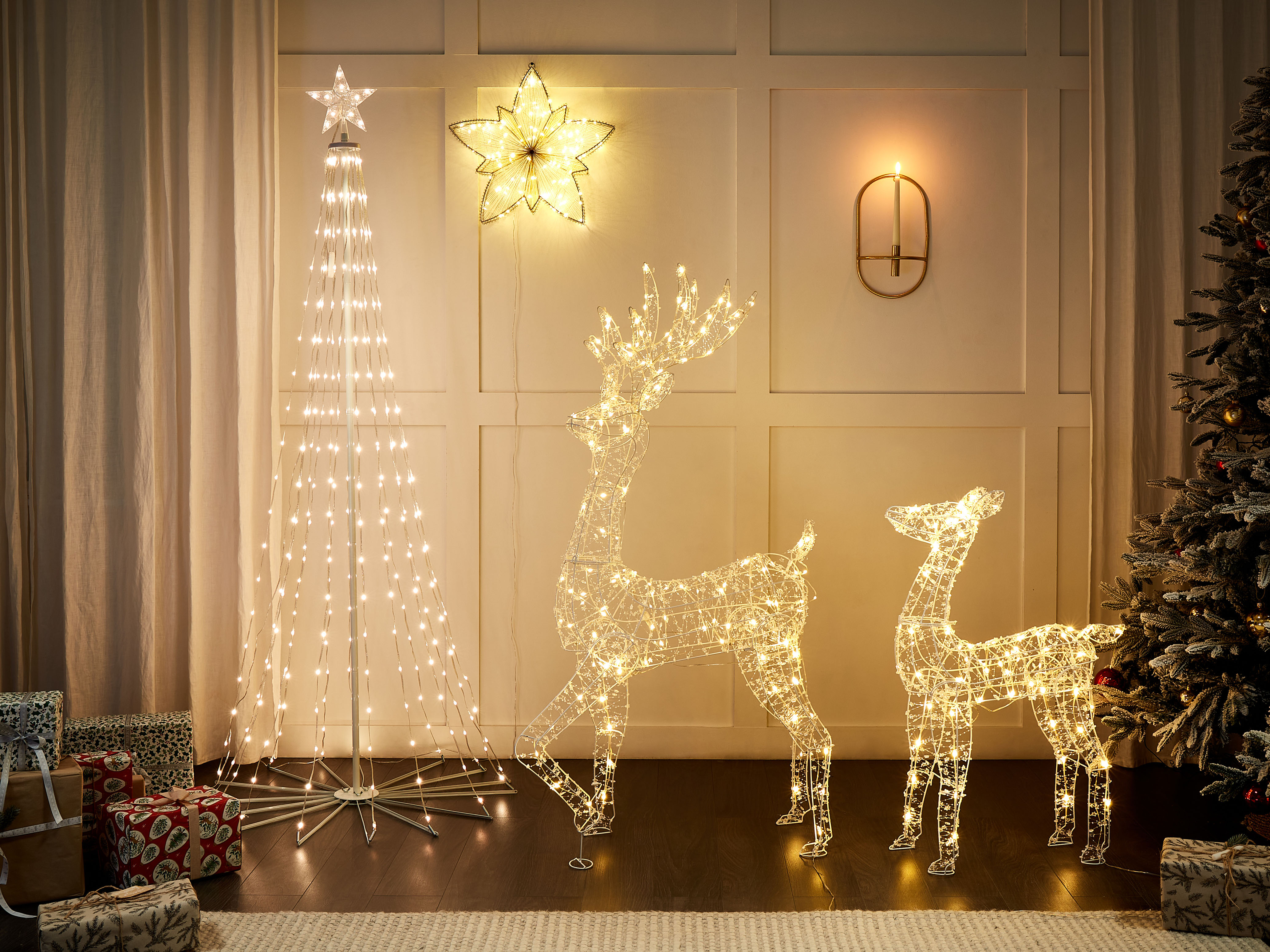 Decoración de exterior LED HAFNIR Corzo 92 cm Plateado