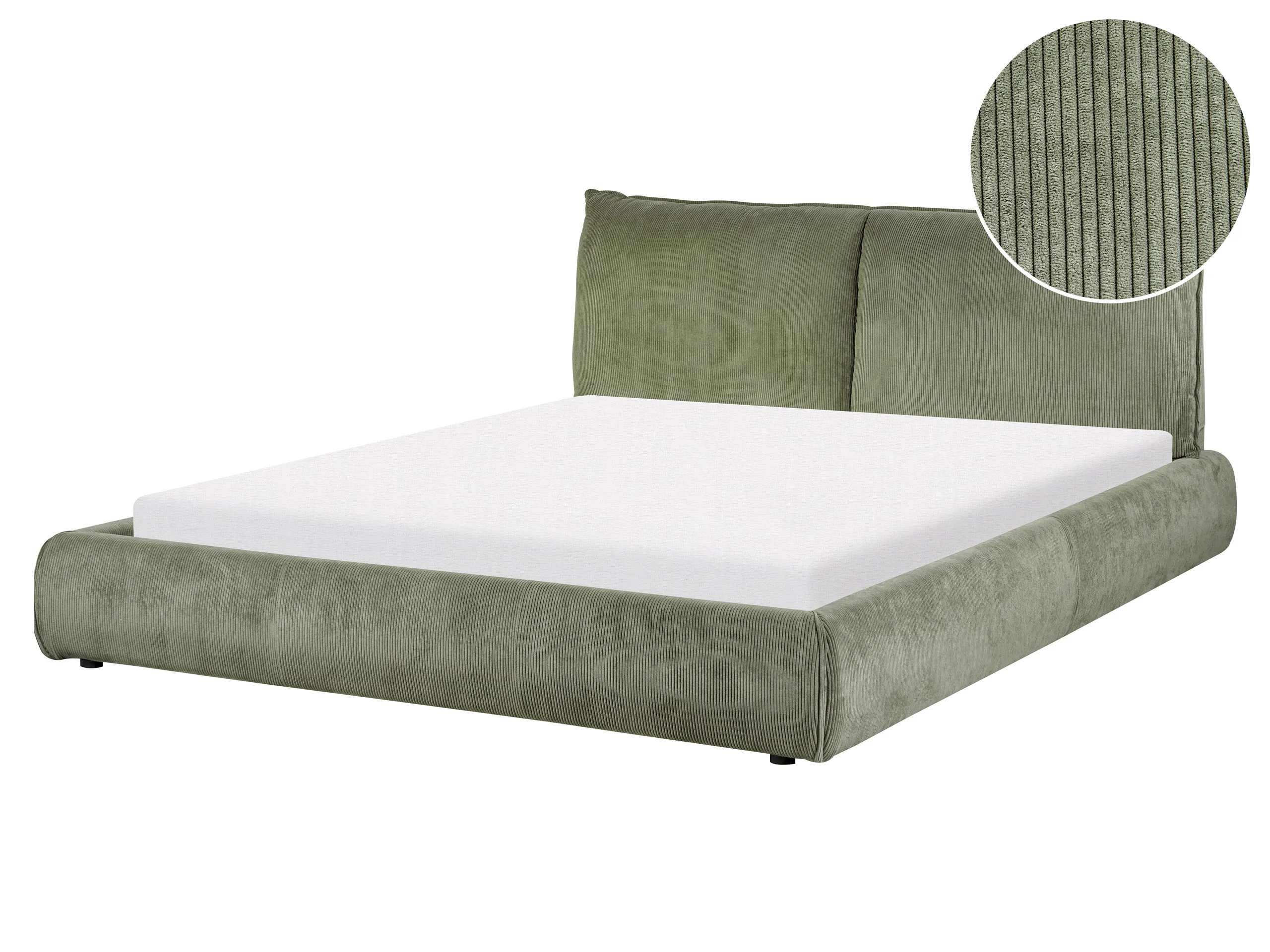 Waterbed Corduroy VINAY 160 x 200 cm (EU King Size) Olive Green