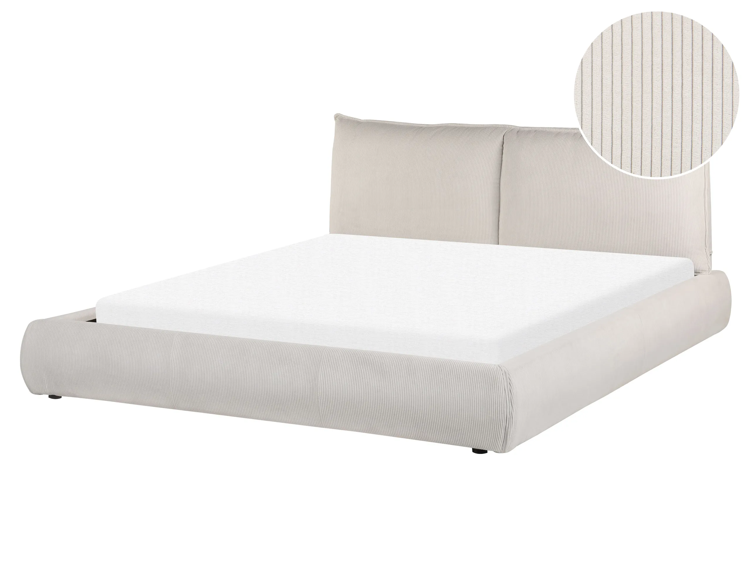 Waterbed Corduroy VINAY 160 x 200 cm (EU King Size) Light Beige