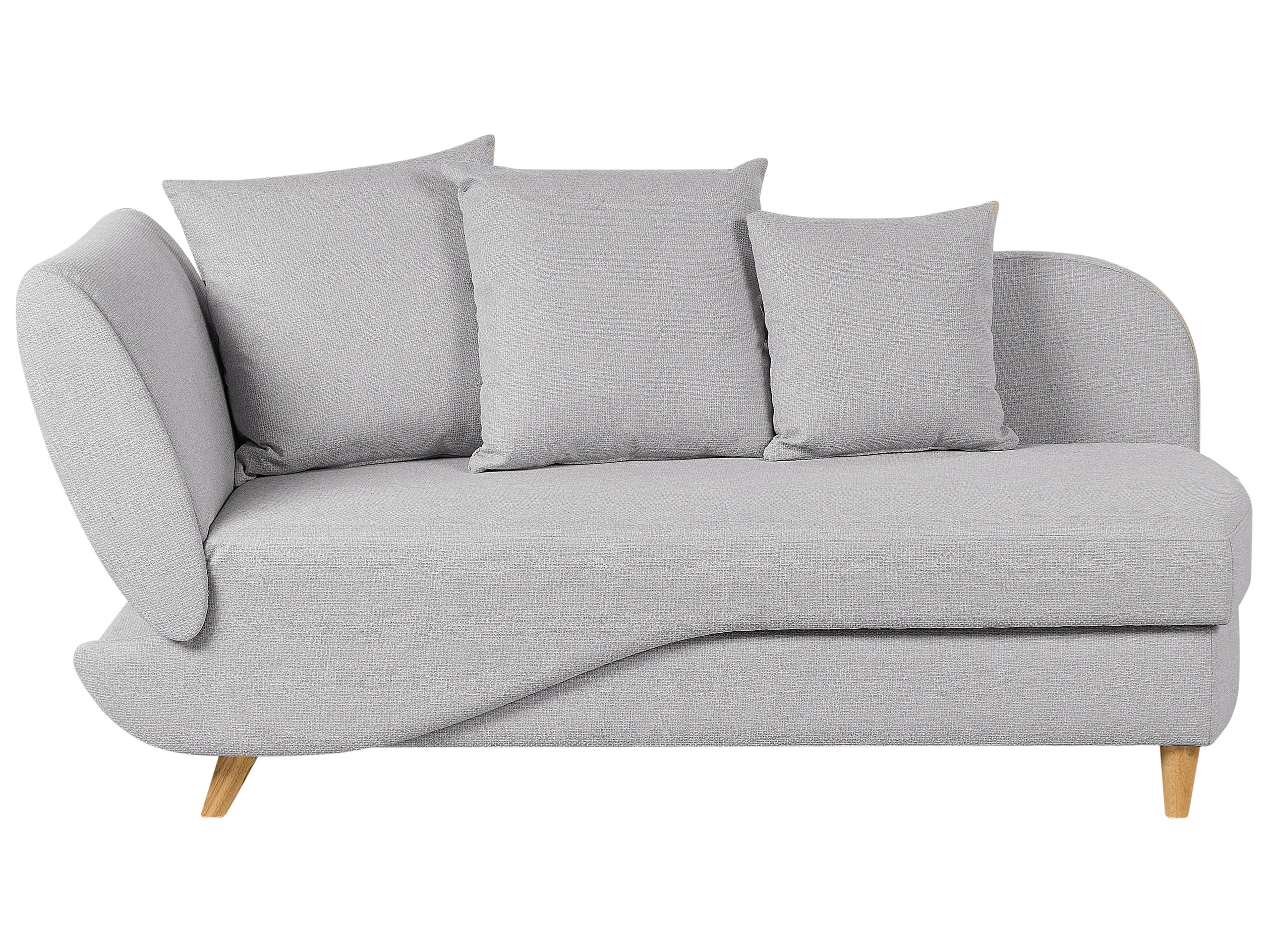 Left-Hand Chaise Longue MERI Faux Linen Light Grey with Storage