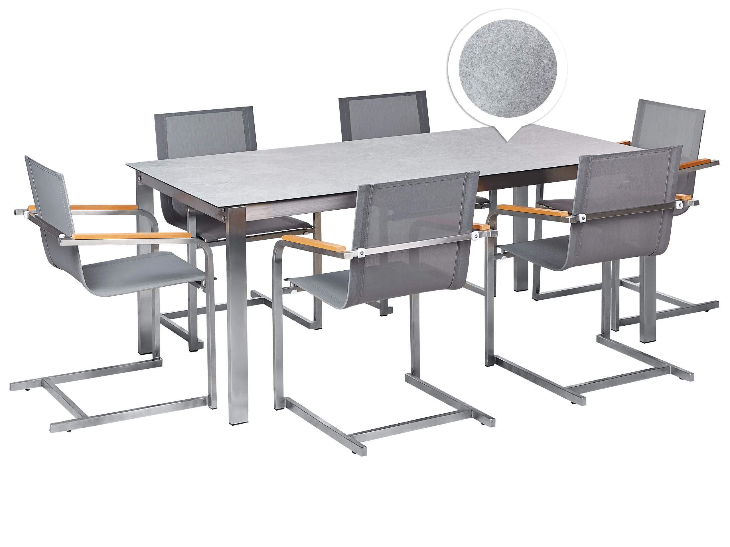 Conjunto de comedor exterior 6 plazas COSOLETO Vidrio templado Gris