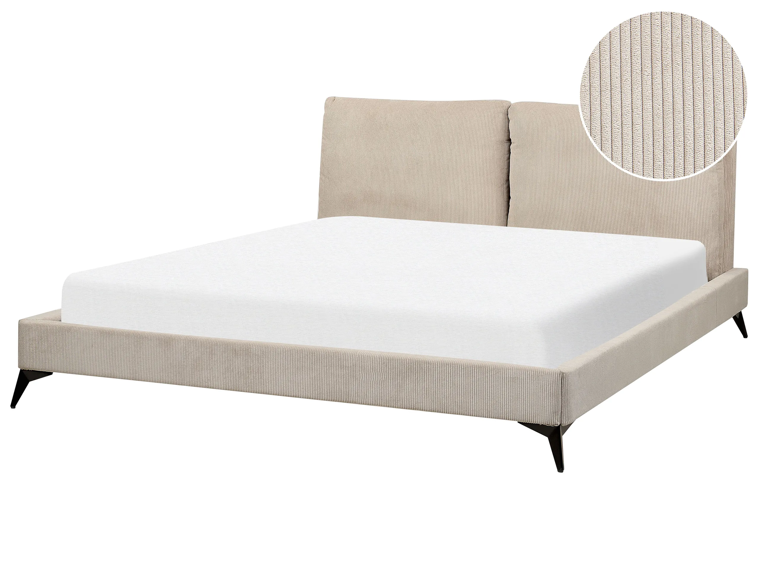 Bed Corduroy MELLE 180 x 200 cm (EU Super King) Taupe