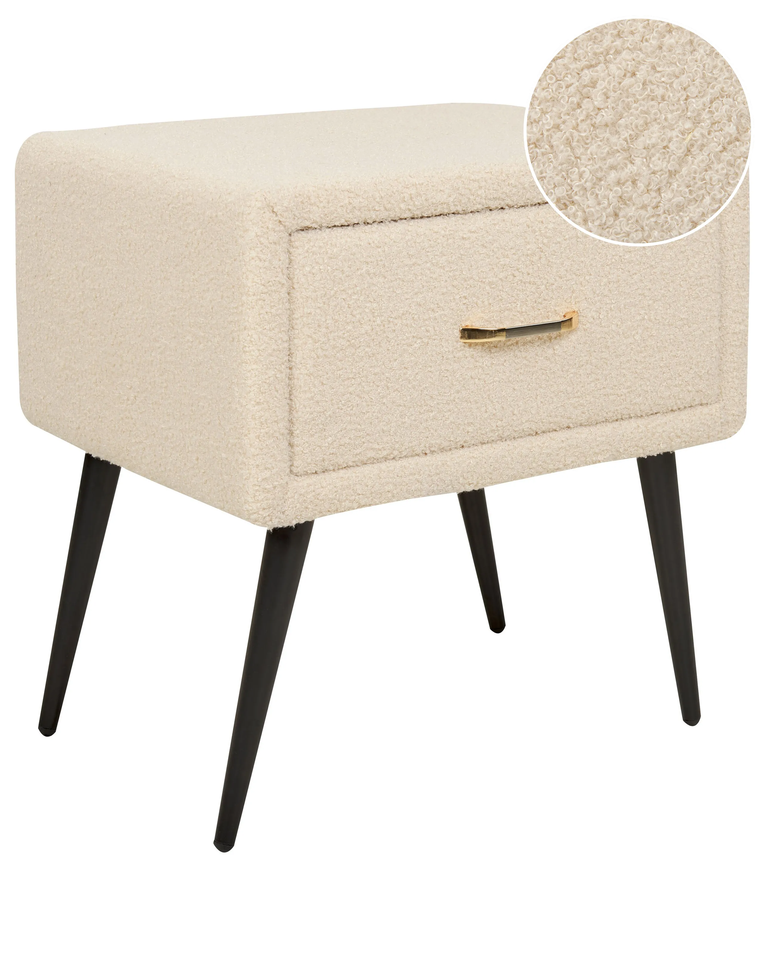 Mesita de noche 1 cajón FLAYAT Bouclé Beige