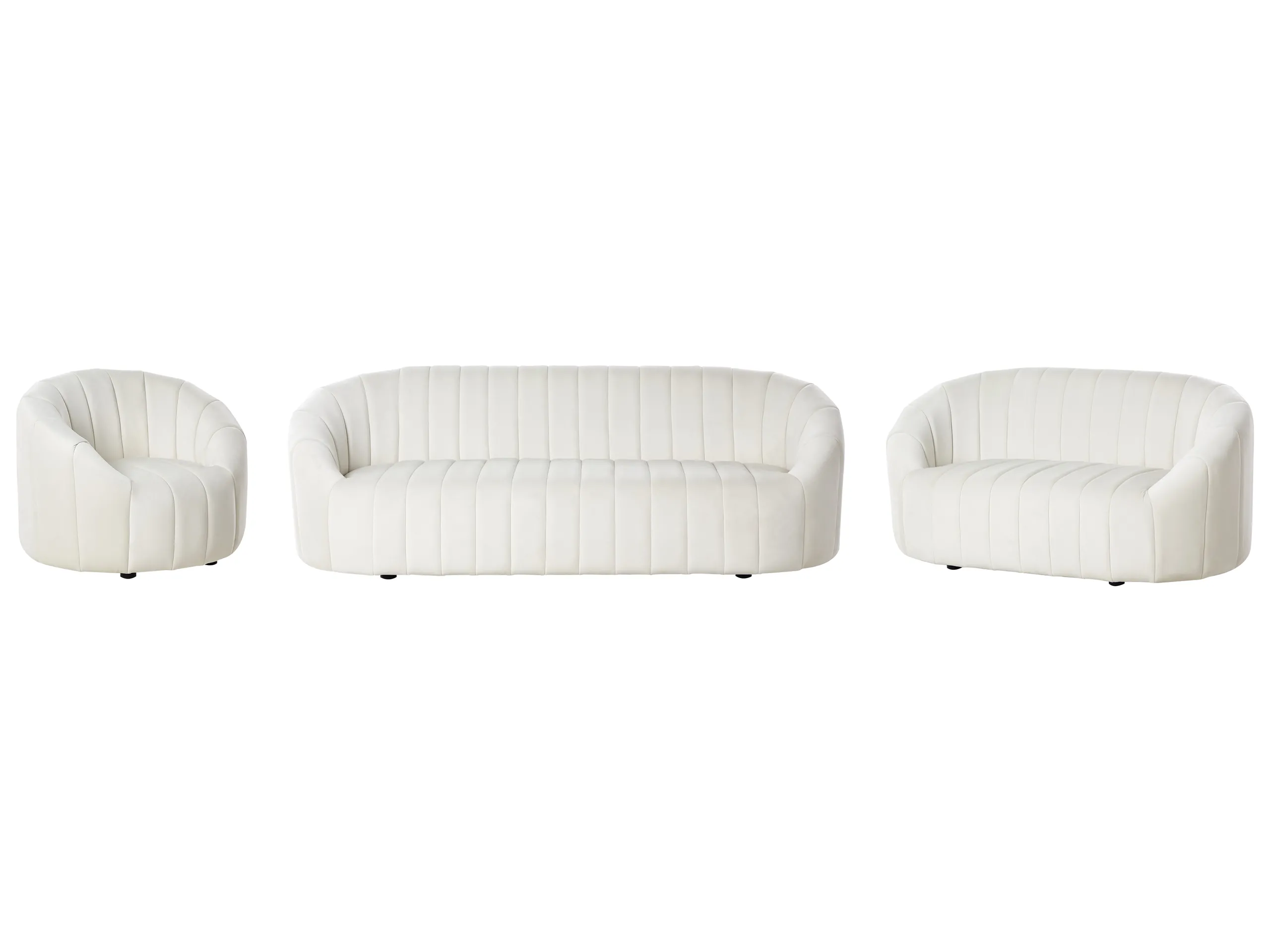 Conjunto de sala de estar 6 plazas MALUNG Terciopelo Blanco crema