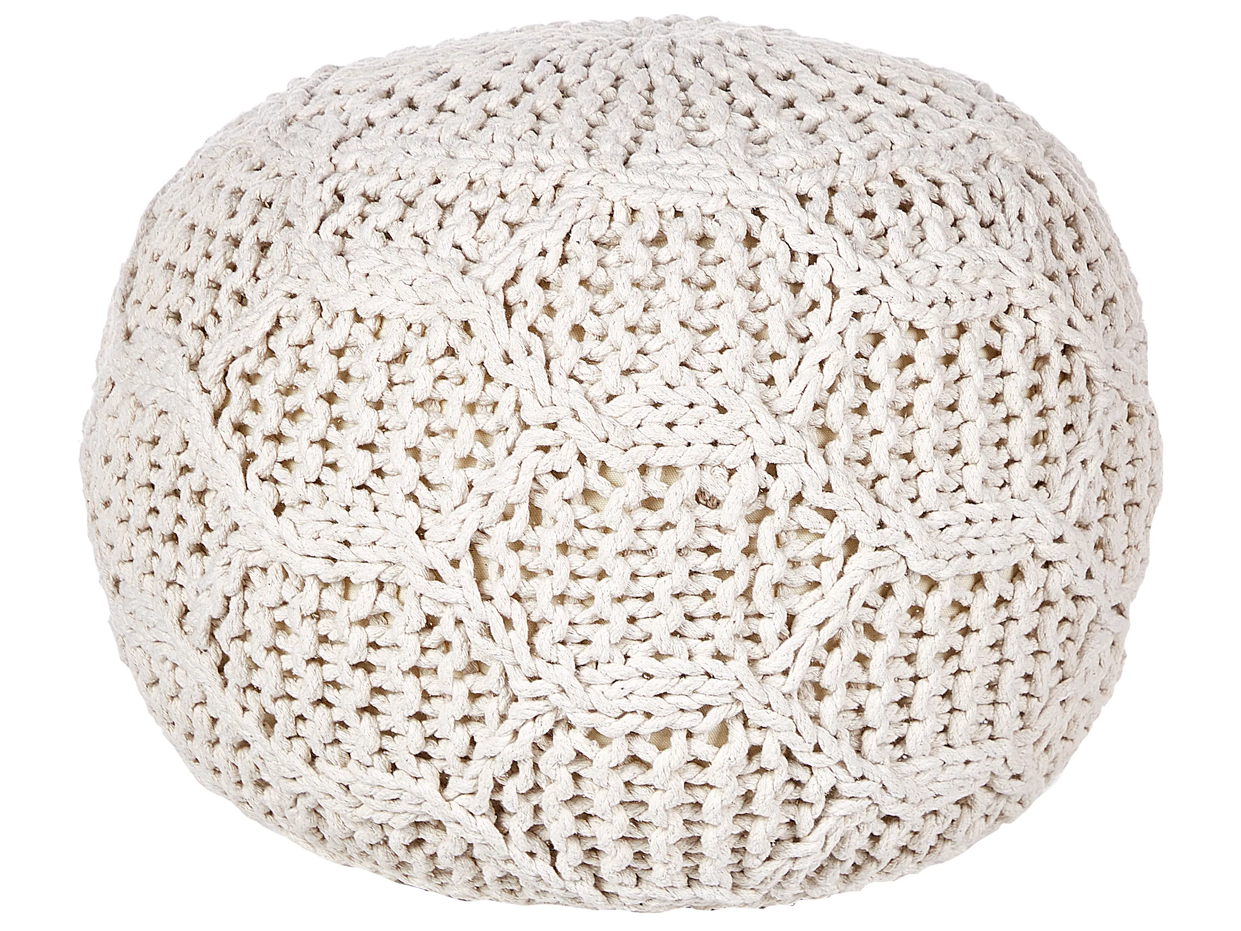 Pouffe Macramé TRIMAN Cotton Light Beige