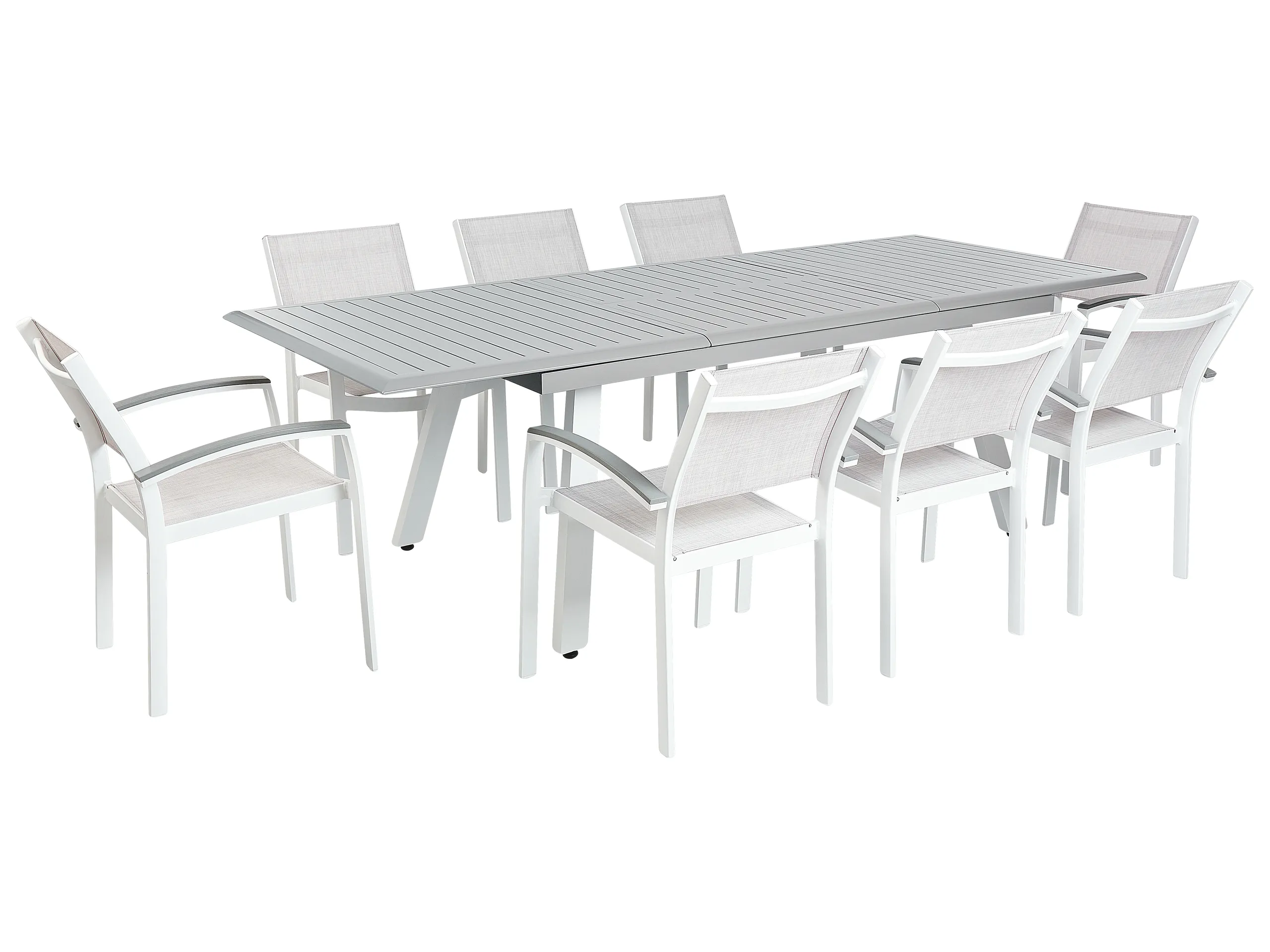 Conjunto de comedor exterior 8 plazas PERETA Metal Gris