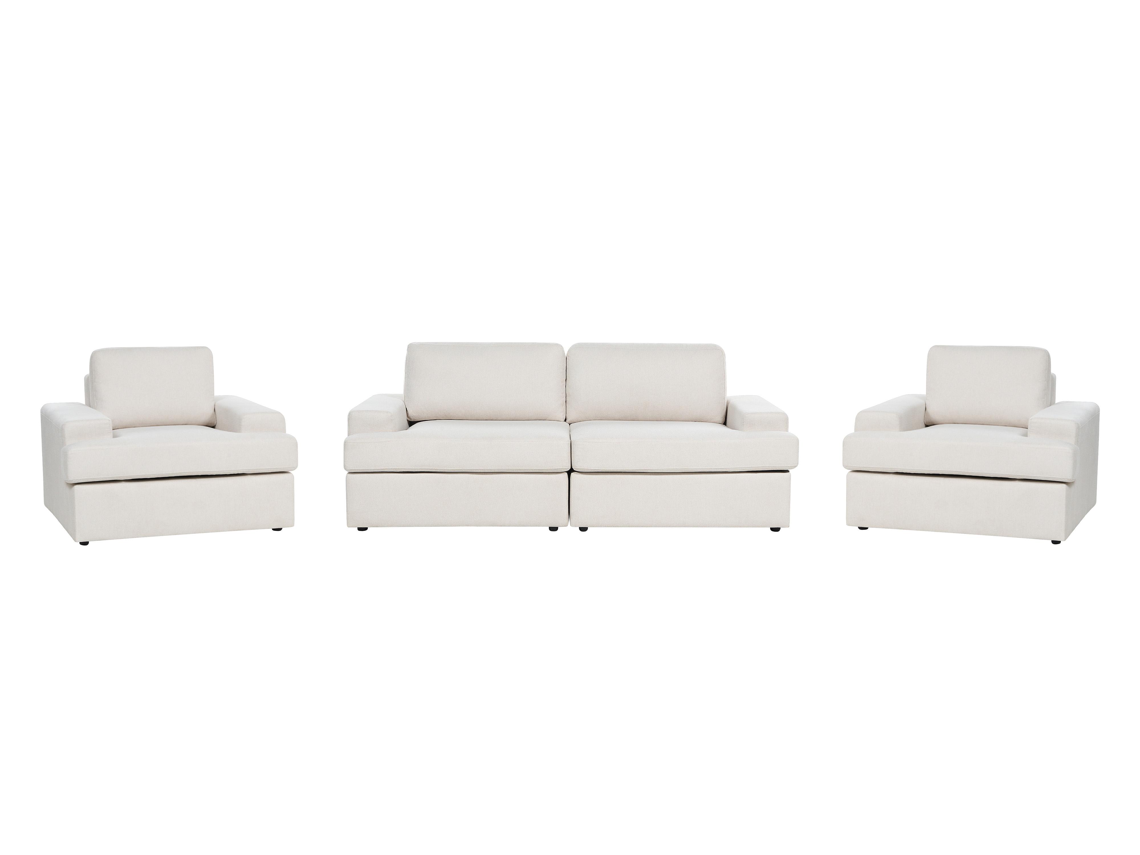 Conjunto de sala de estar 5 plazas ALLA Tela Beige claro