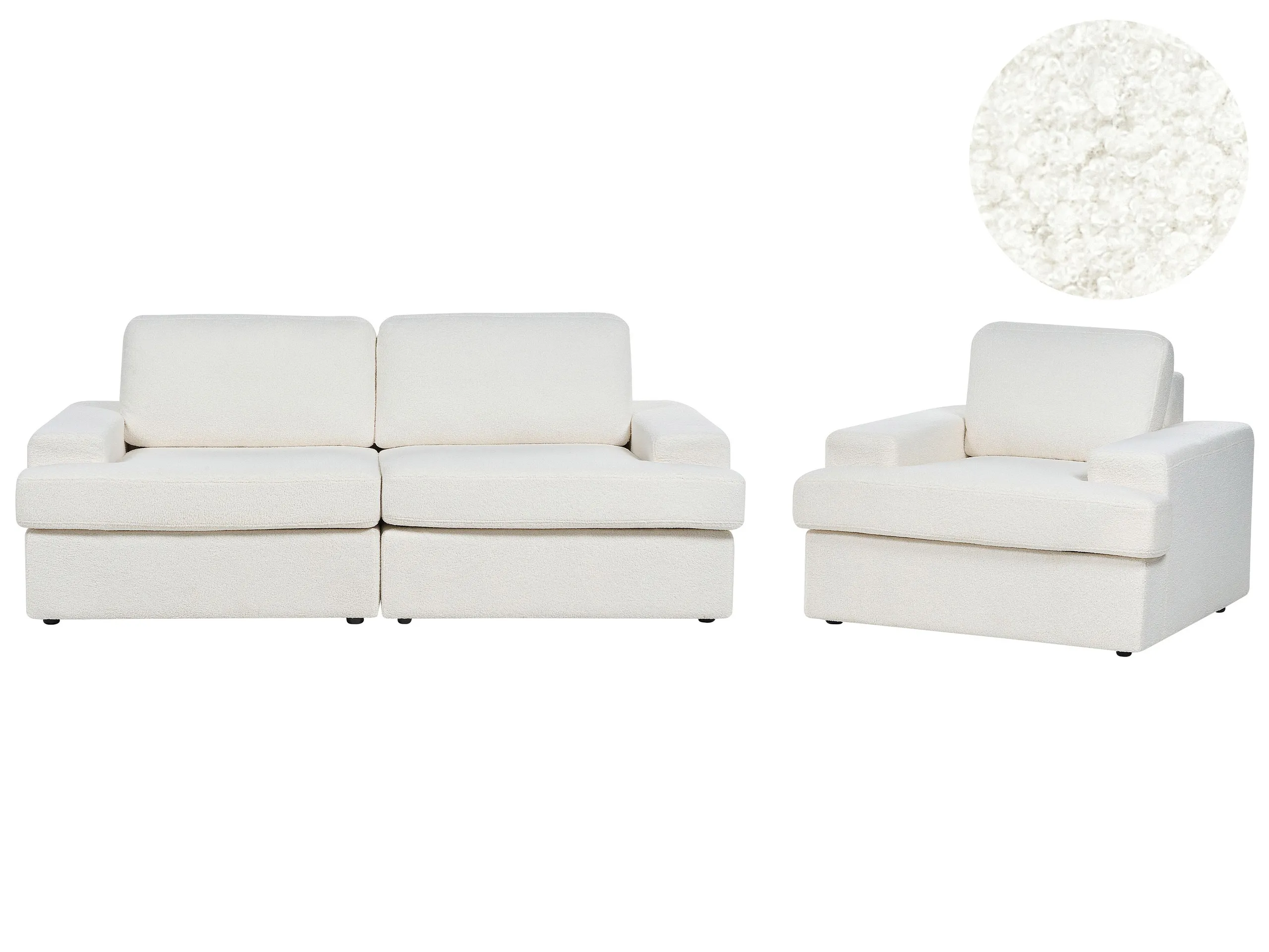 Conjunto de sala de estar 4 plazas ALLA Bouclé Blanco crema