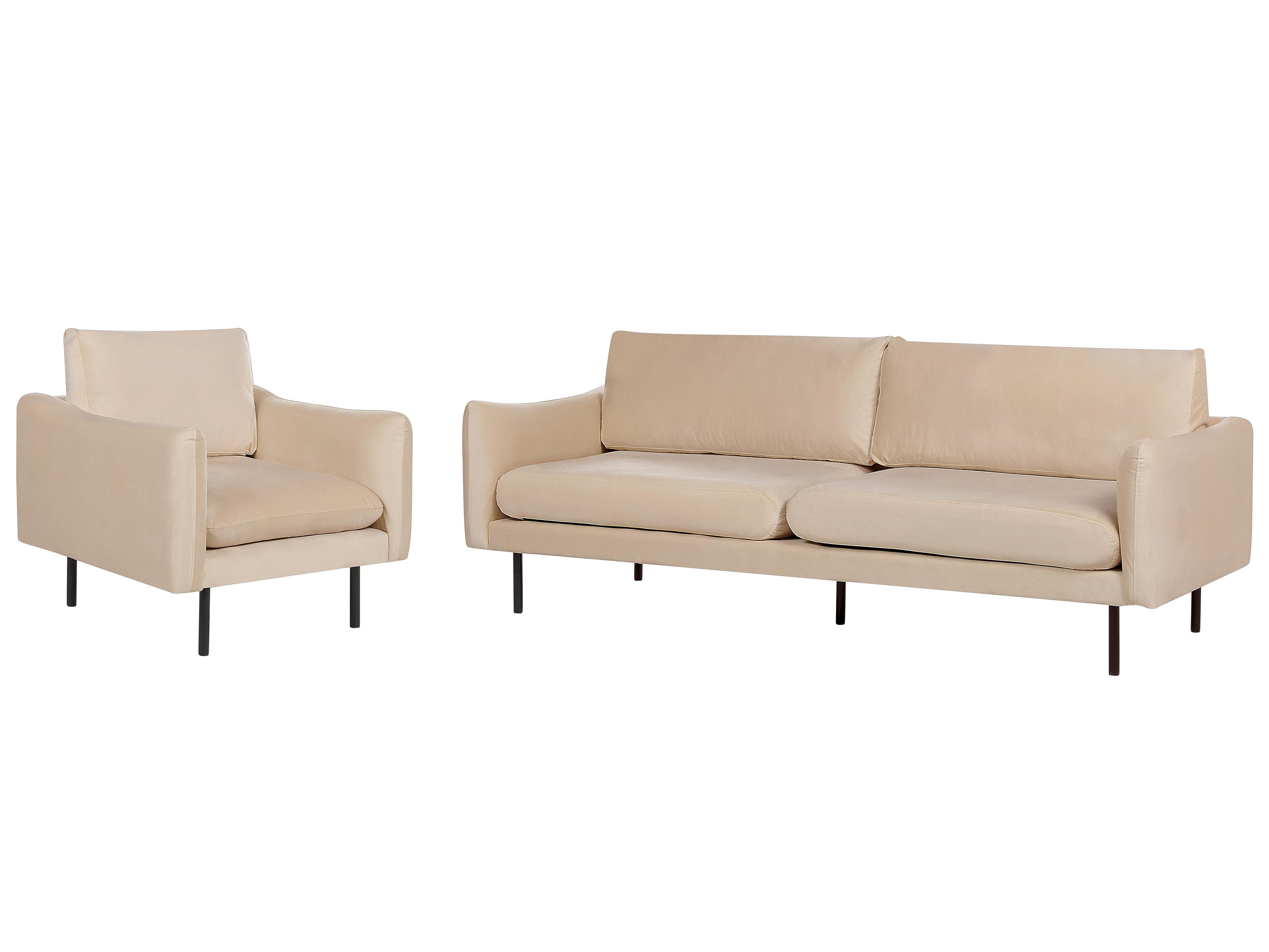 Conjunto de sala de estar 4 plazas VINTERBRO Terciopelo Beige