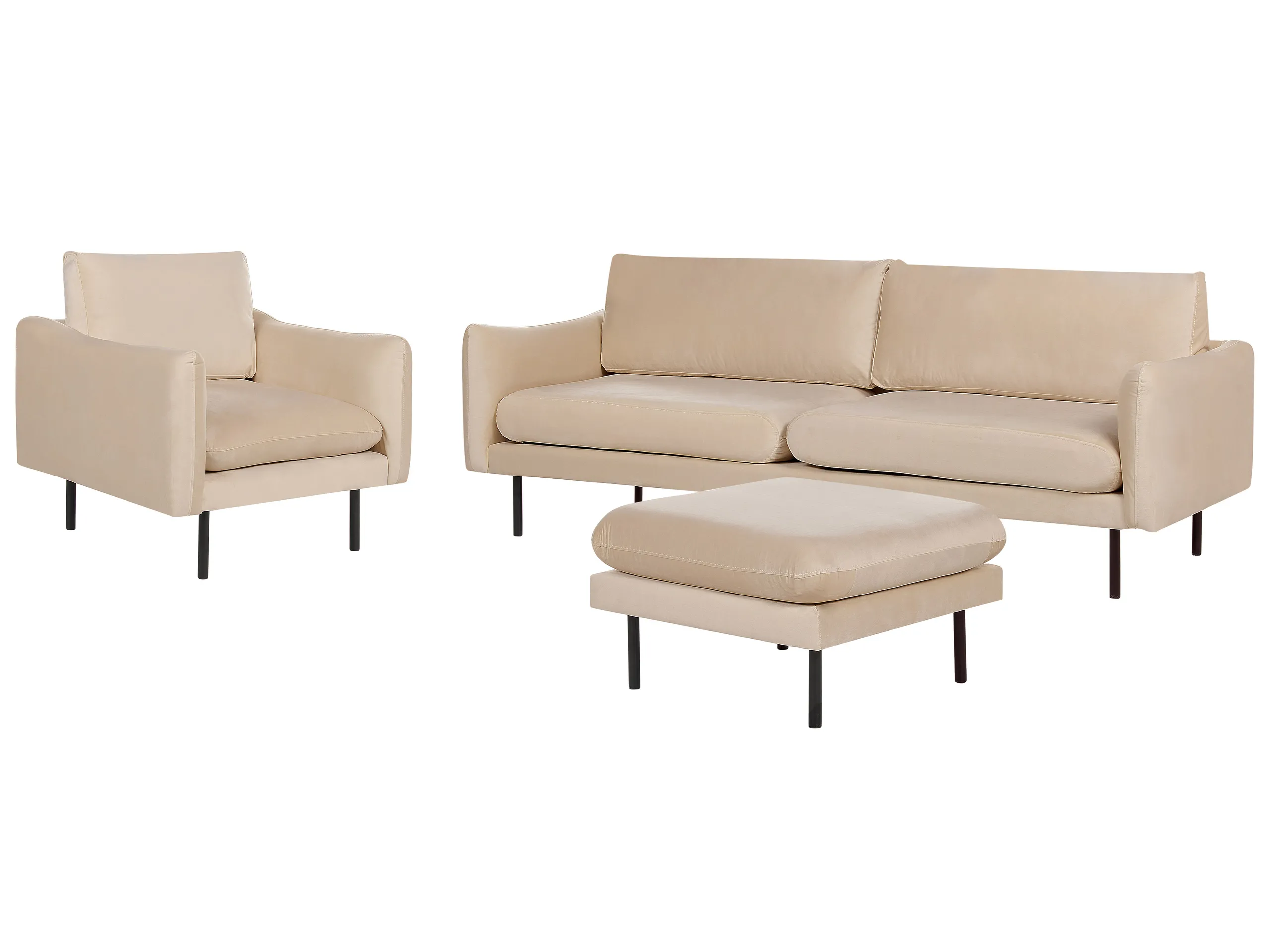 Conjunto de sala de estar 5 plazas VINTERBRO Terciopelo Beige con otomana