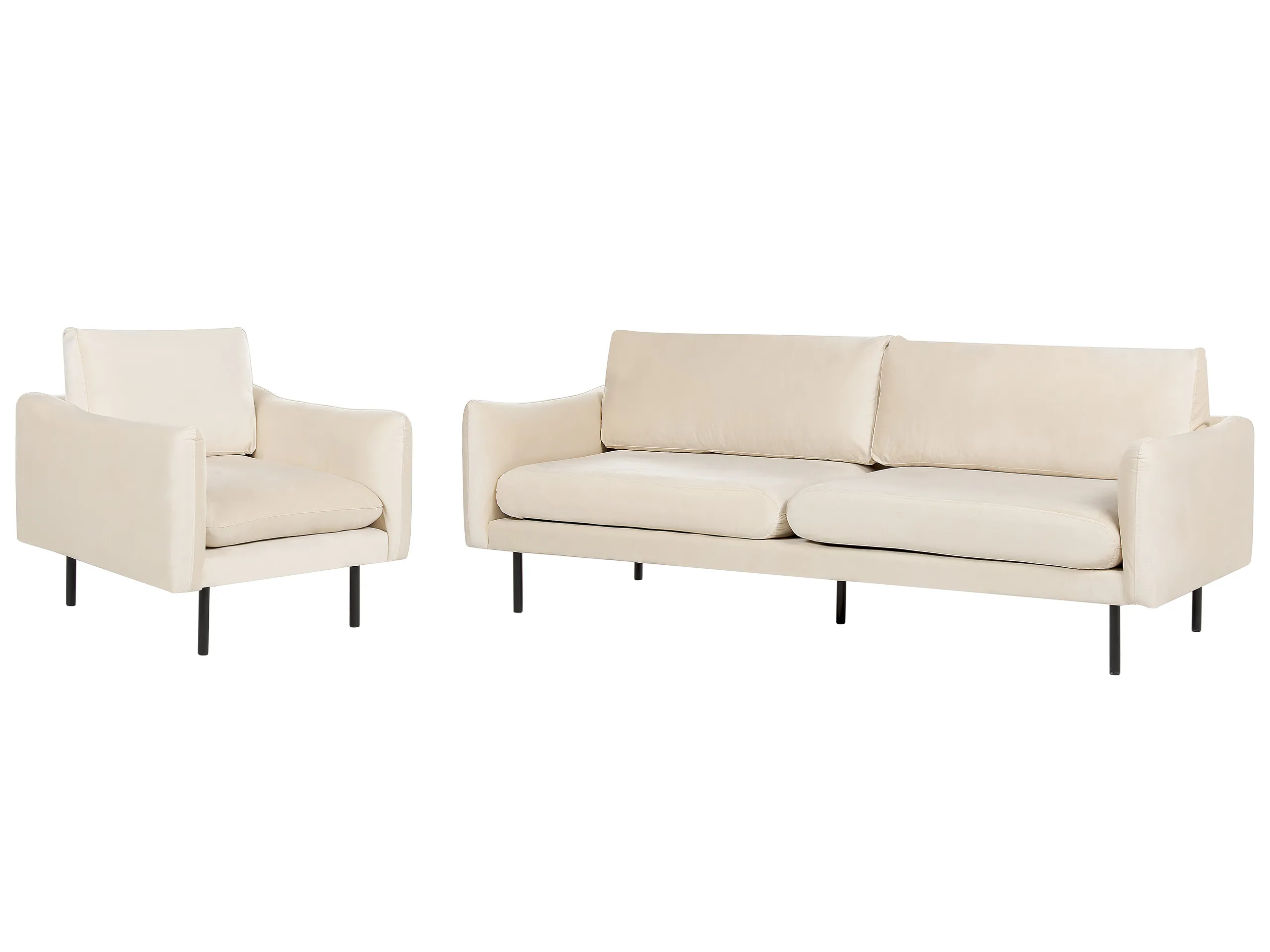Conjunto de sala de estar 4 plazas VINTERBRO Terciopelo Beige claro