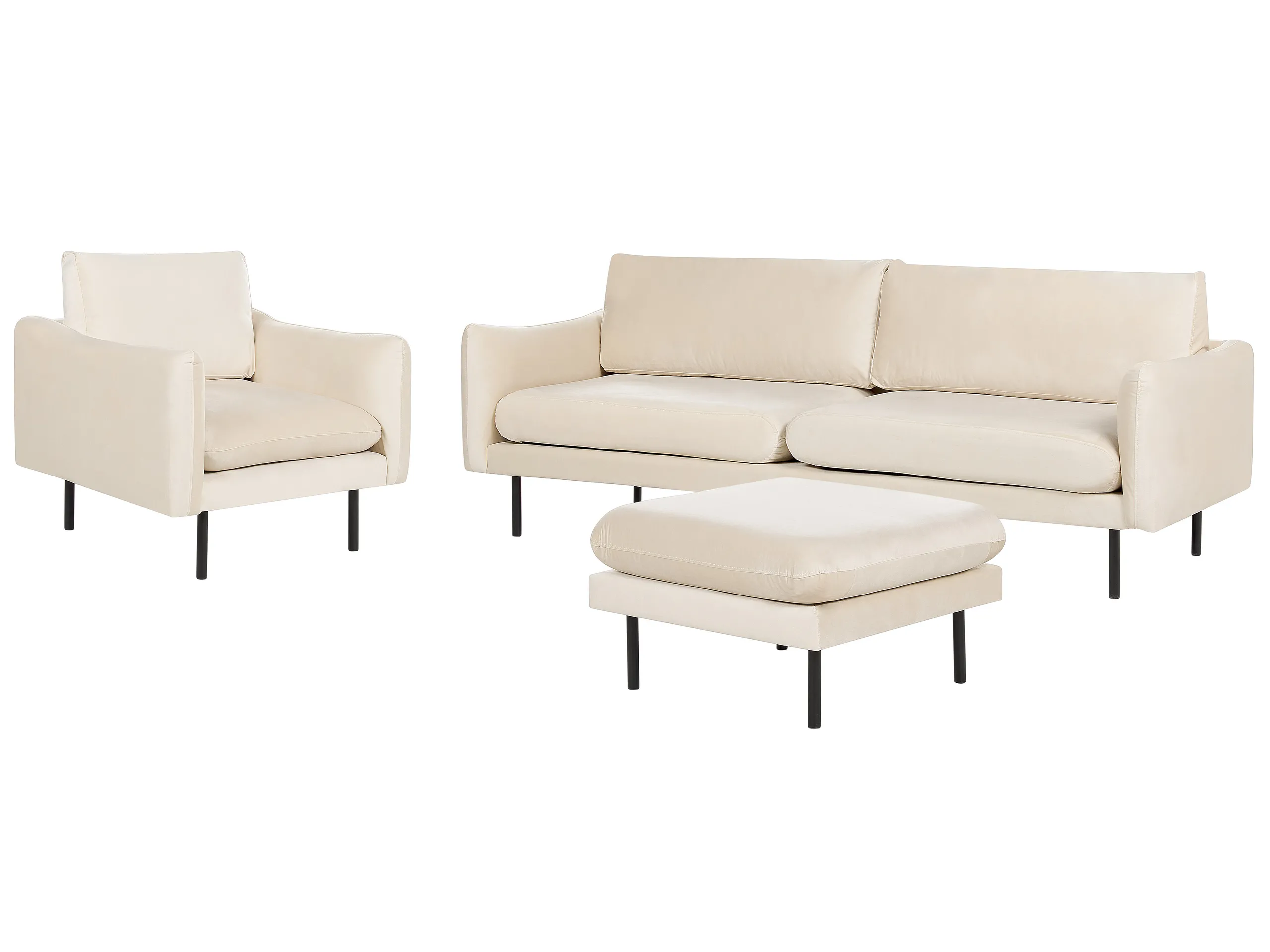 Conjunto de sala de estar 5 plazas VINTERBRO Terciopelo Beige claro con otomana