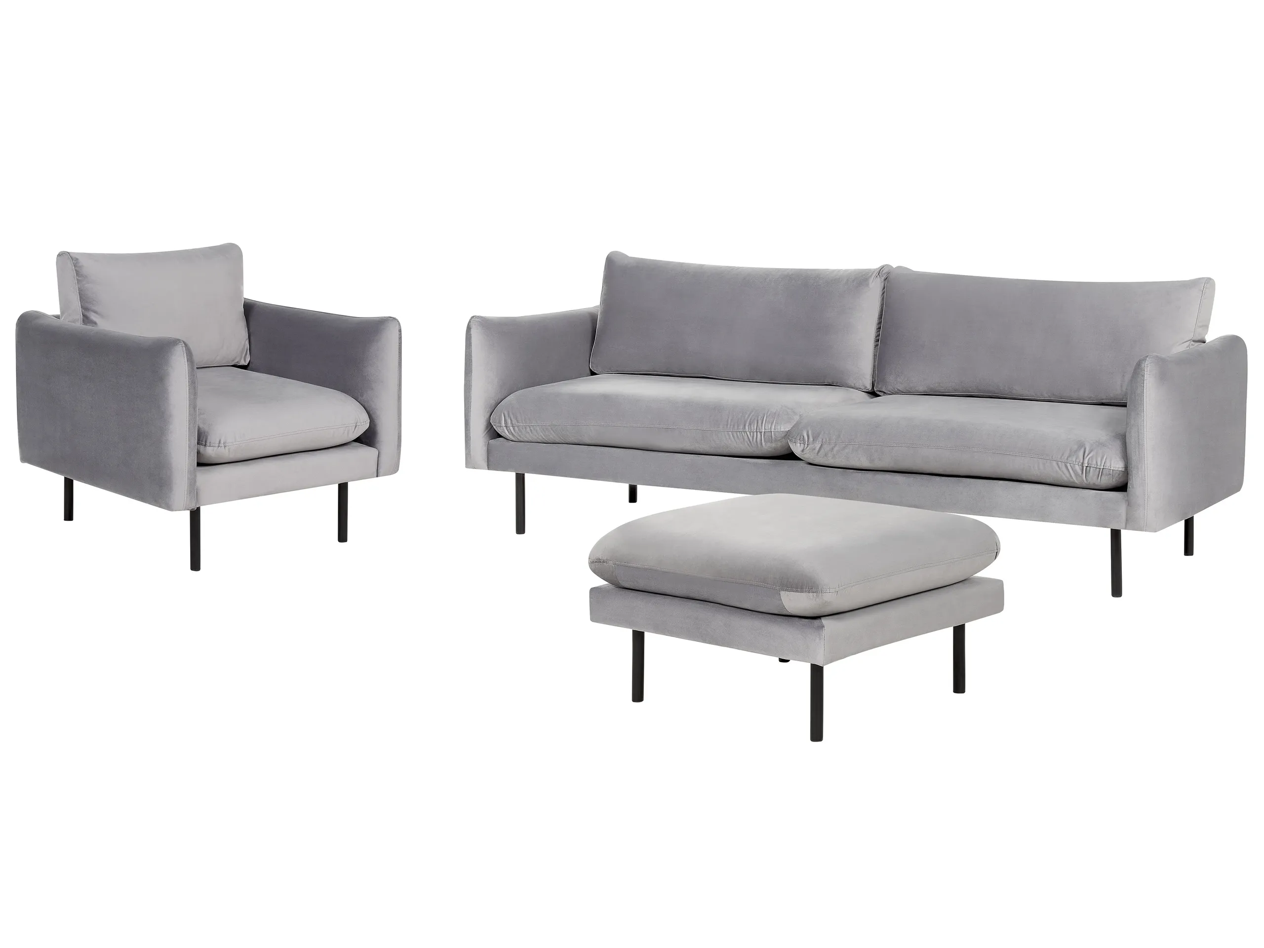 Conjunto de sala de estar 5 plazas VINTERBRO Terciopelo Gris con otomana