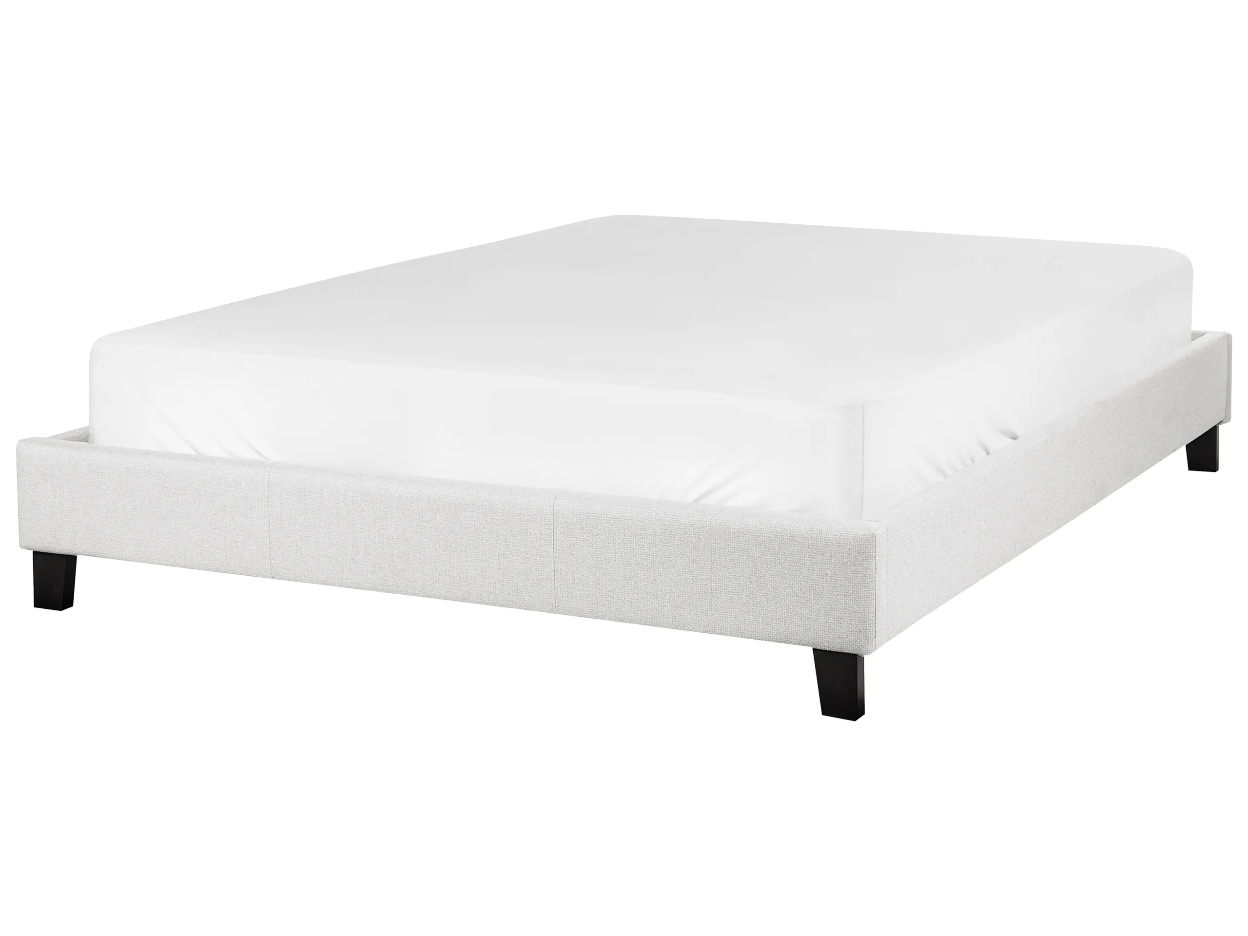 Bed without Headboard Fabric ROANNE 140 x 200 cm (EU Double) Light Grey