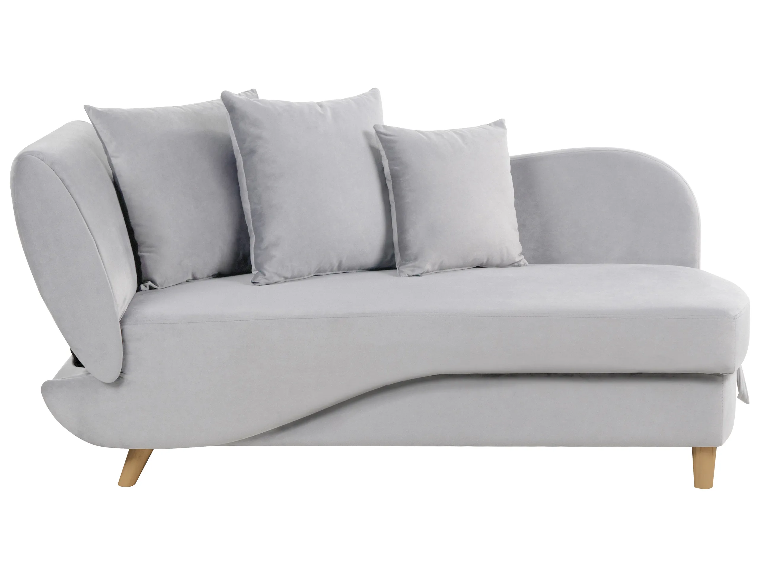 Left-Hand Chaise Longue MERI Velvet Light Grey with Storage