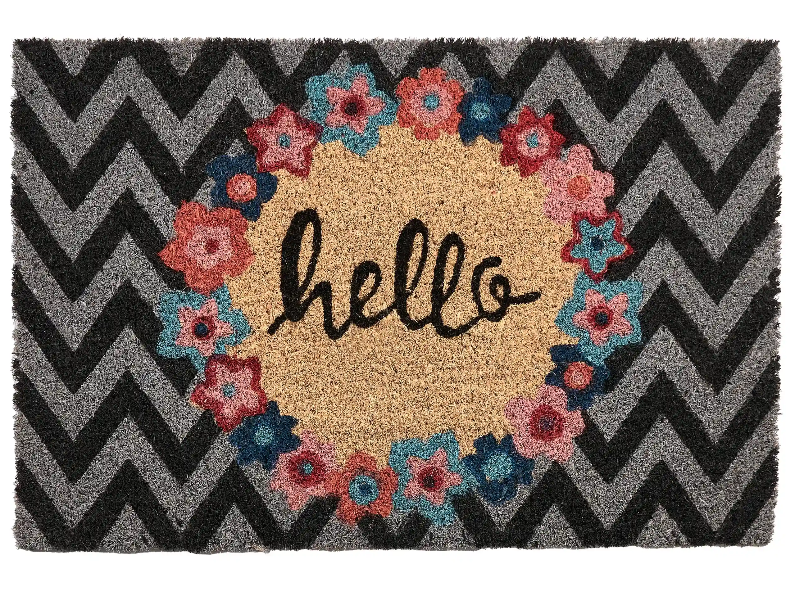 Felpudo TAHAN Multicolor 40 x 60 cm Texto Fibra de coco