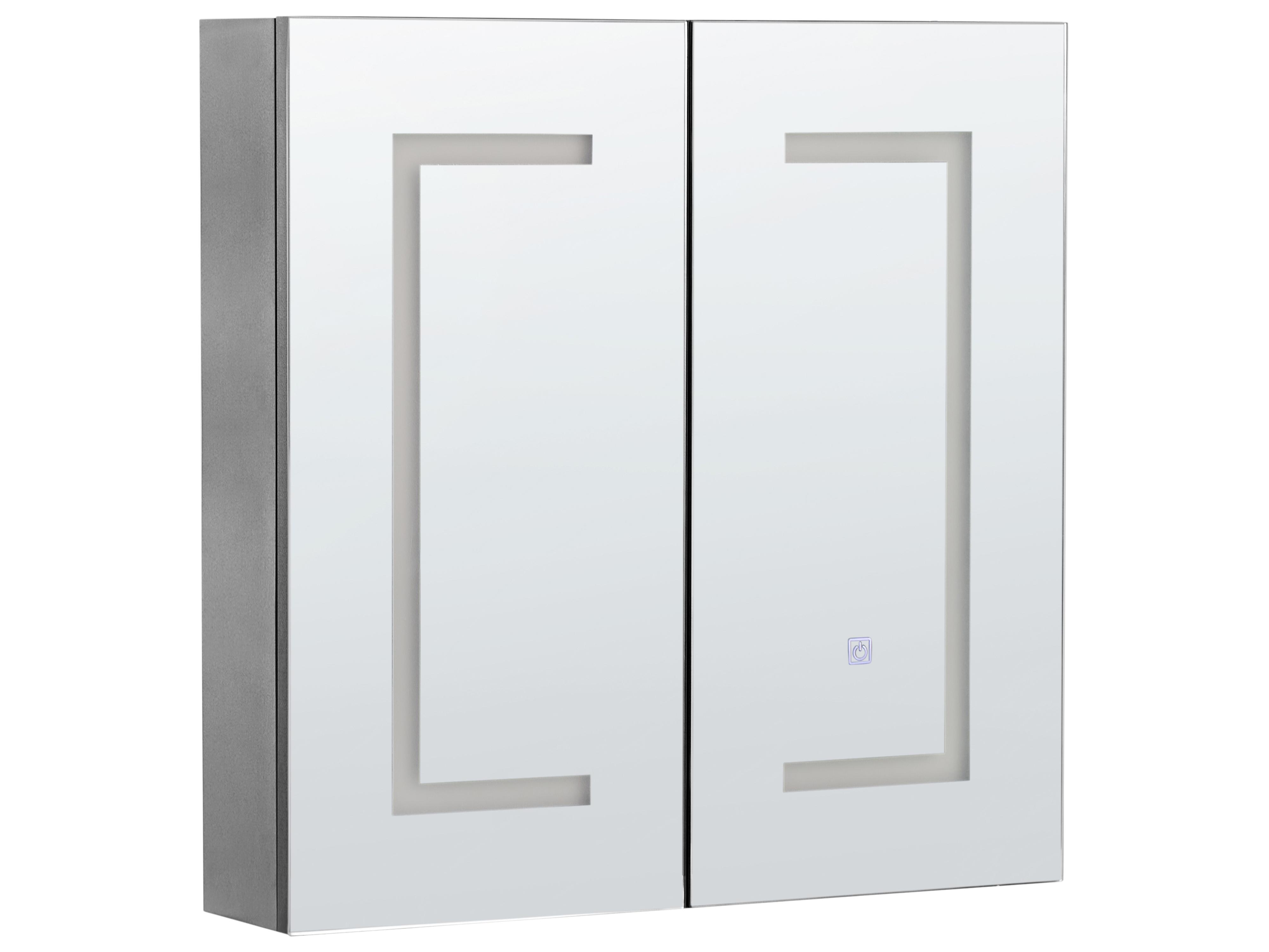 Armario con espejo de pared para baño LED MAZARREDO 60 cm 60 cm Negro