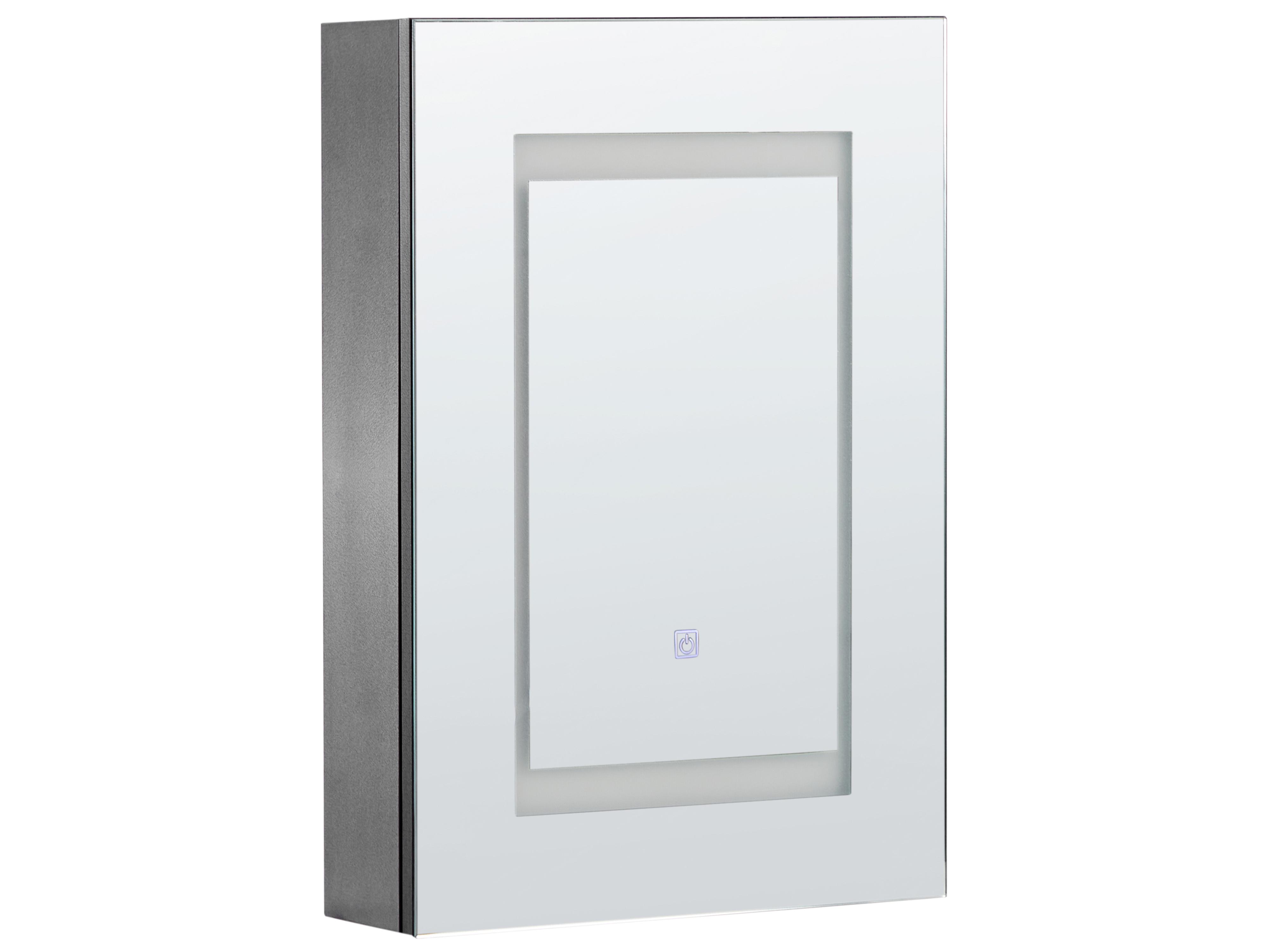 Armario con espejo de pared para baño LED MALASPINA 40 cm 60 cm Negro