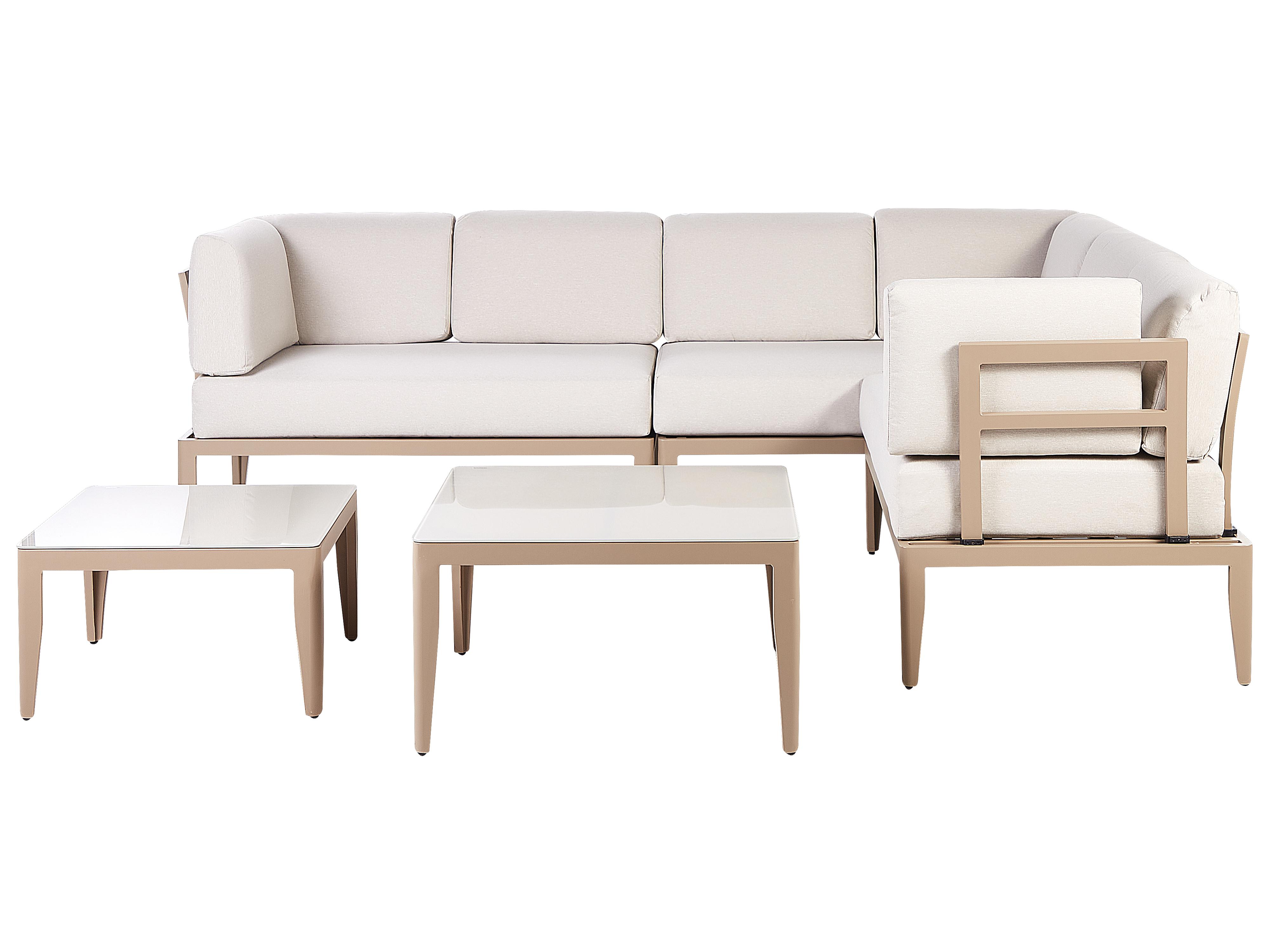 Conjunto esquinero de jardín 6 plazas RIMA III Izquierda modular Metal Beige claro