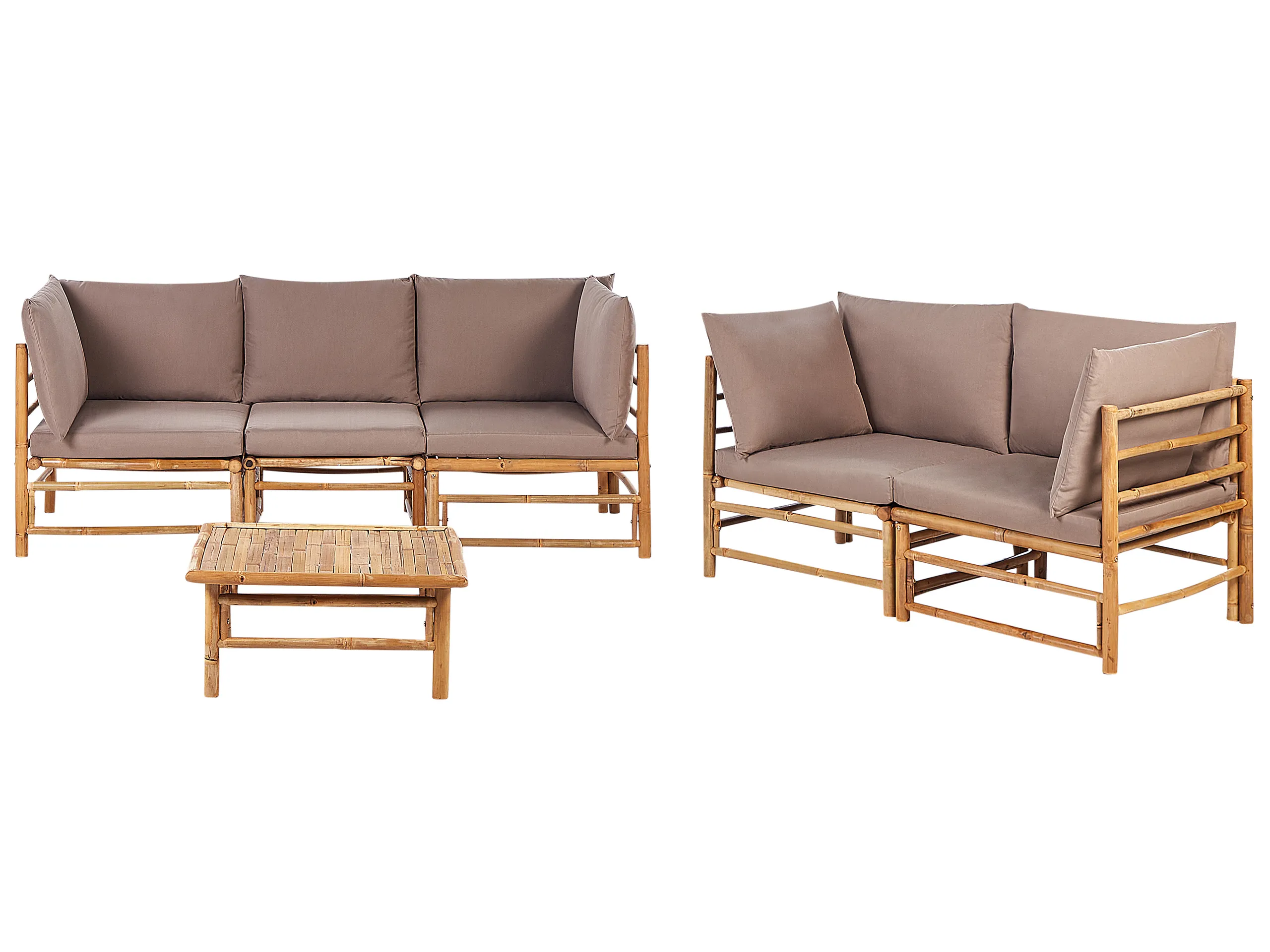 Conjunto de jardín con mesa 5 plazas CERRETO Bambú Gris pardo