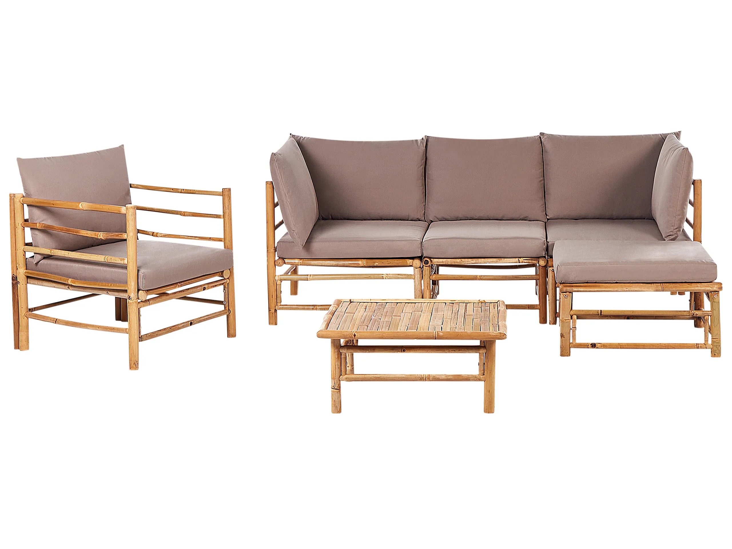 Conjunto de jardín con mesa 5 plazas CERRETO Izquierda Bambú Gris pardo