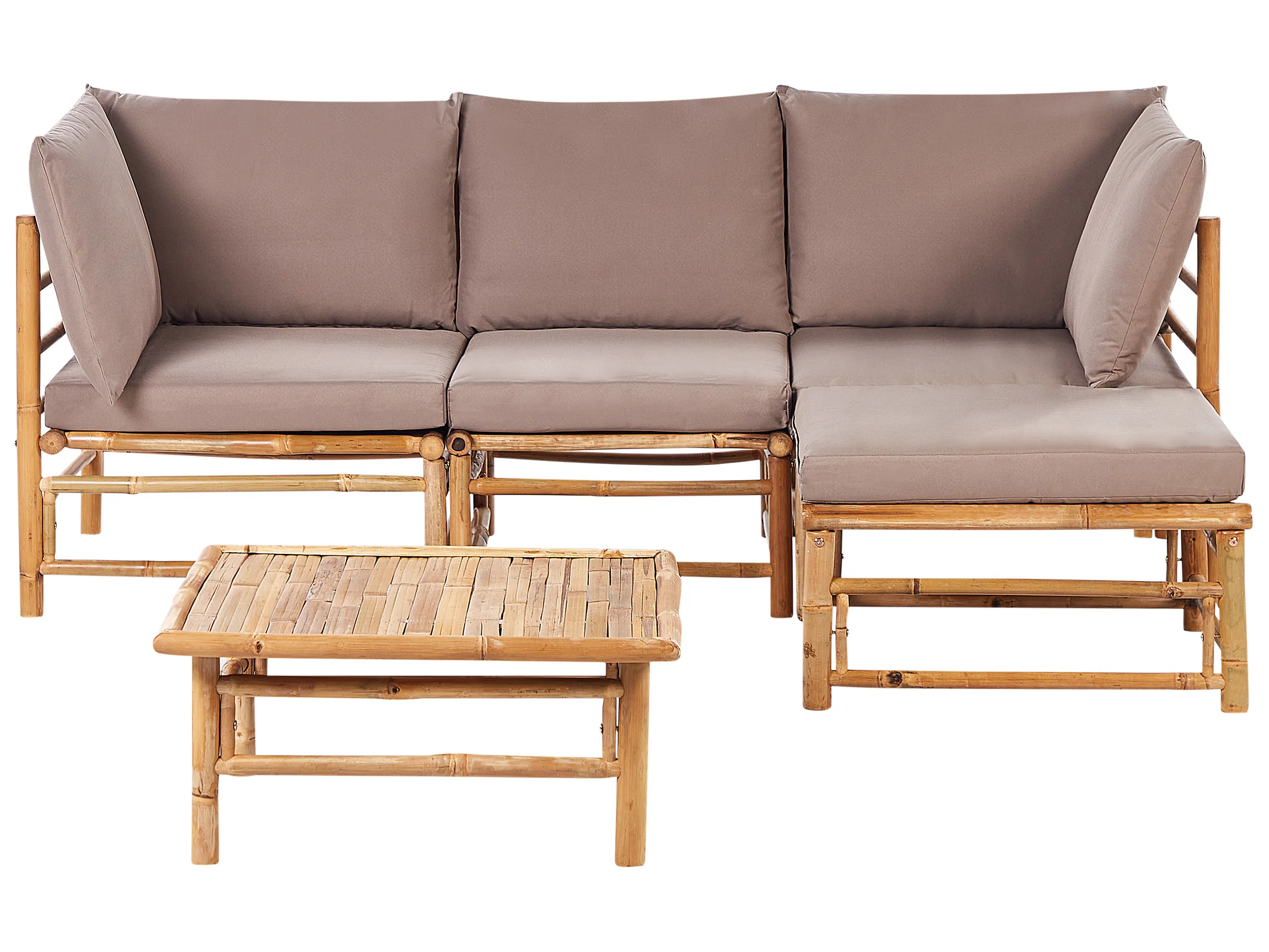 Conjunto esquinero de jardín 4 plazas CERRETO Izquierda Bambú Gris pardo