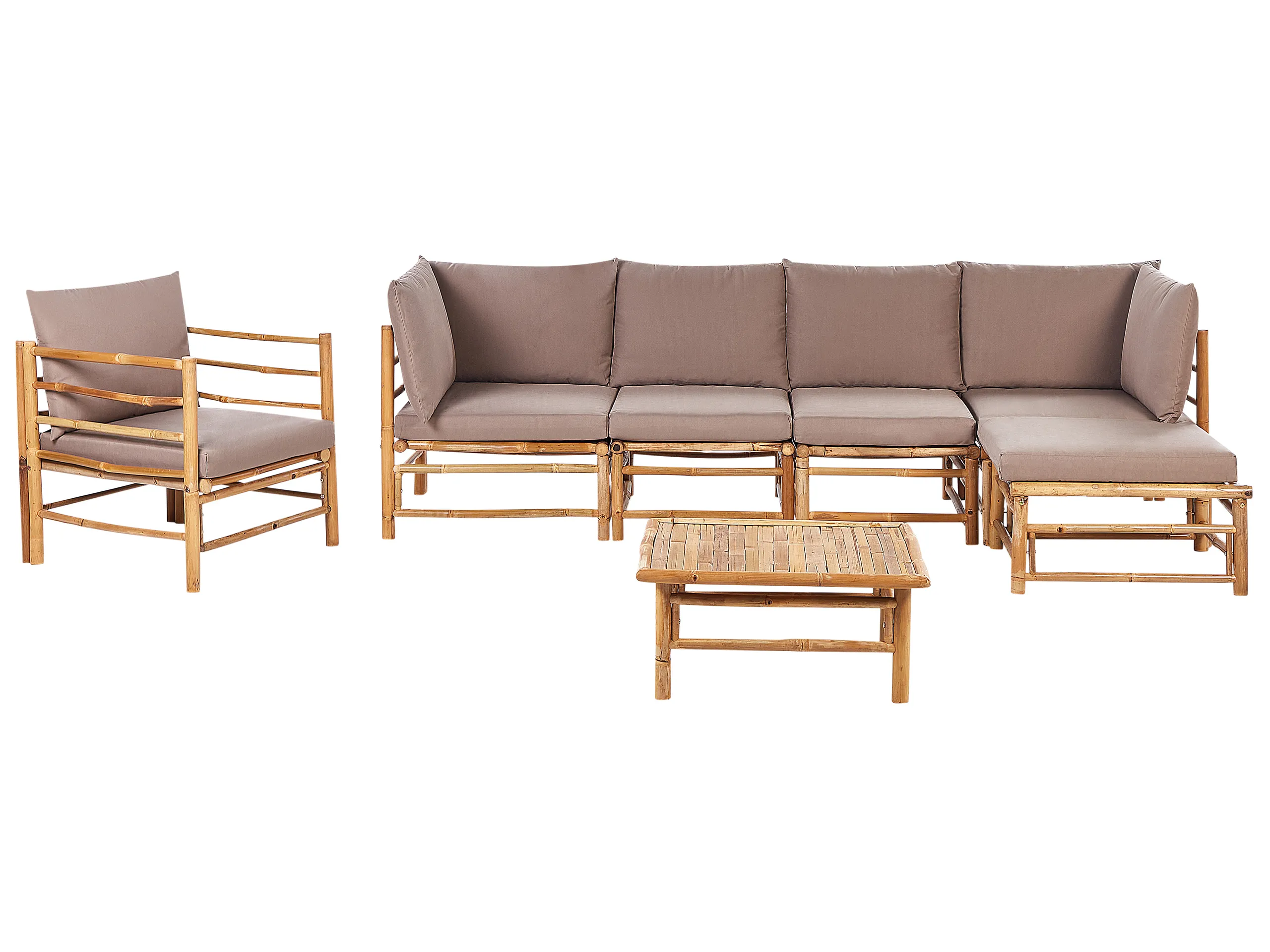 Conjunto de jardín con mesa 6 plazas CERRETO Izquierda Bambú Gris pardo