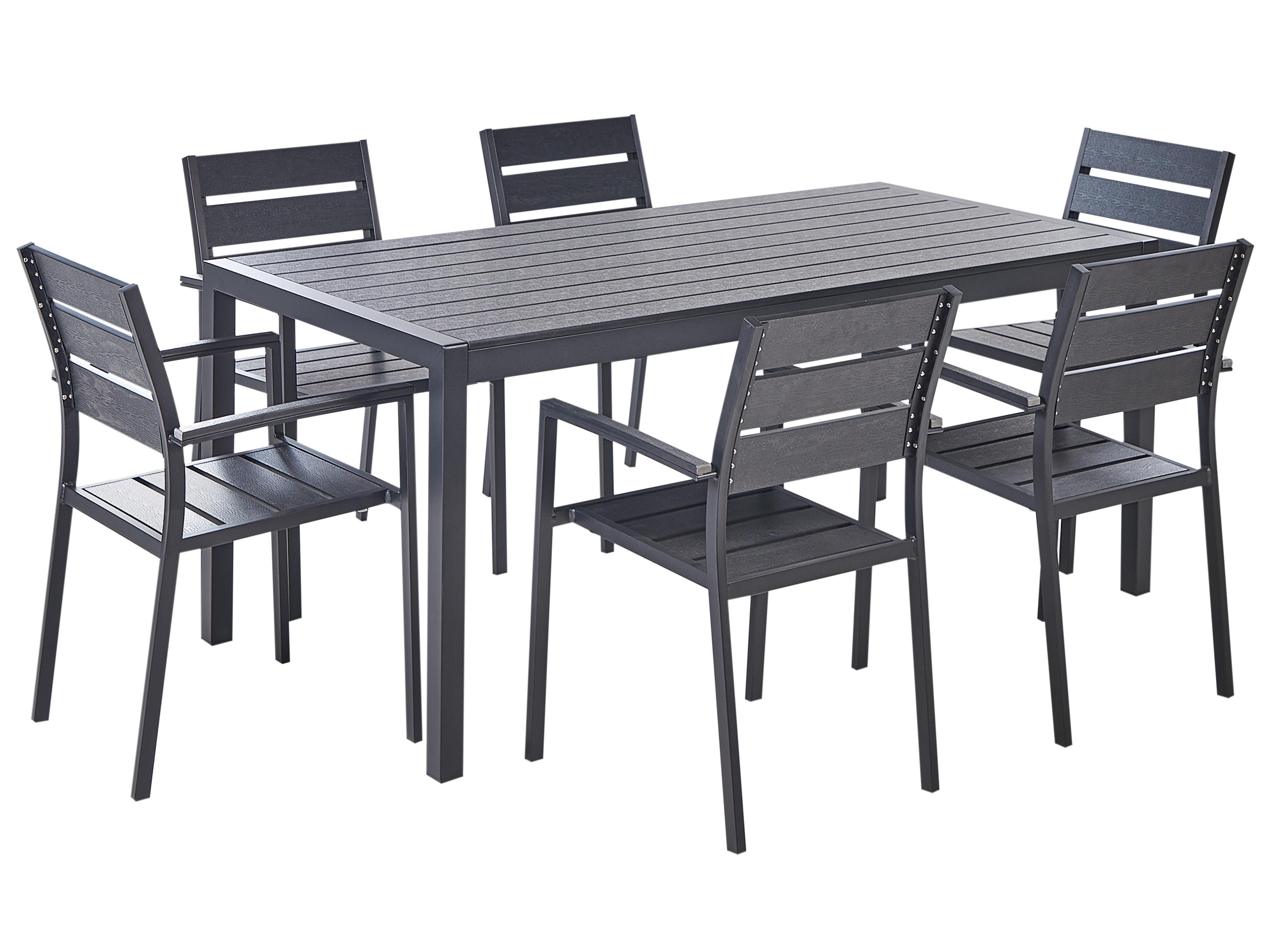Conjunto de comedor exterior 6 plazas VERNIO Negro