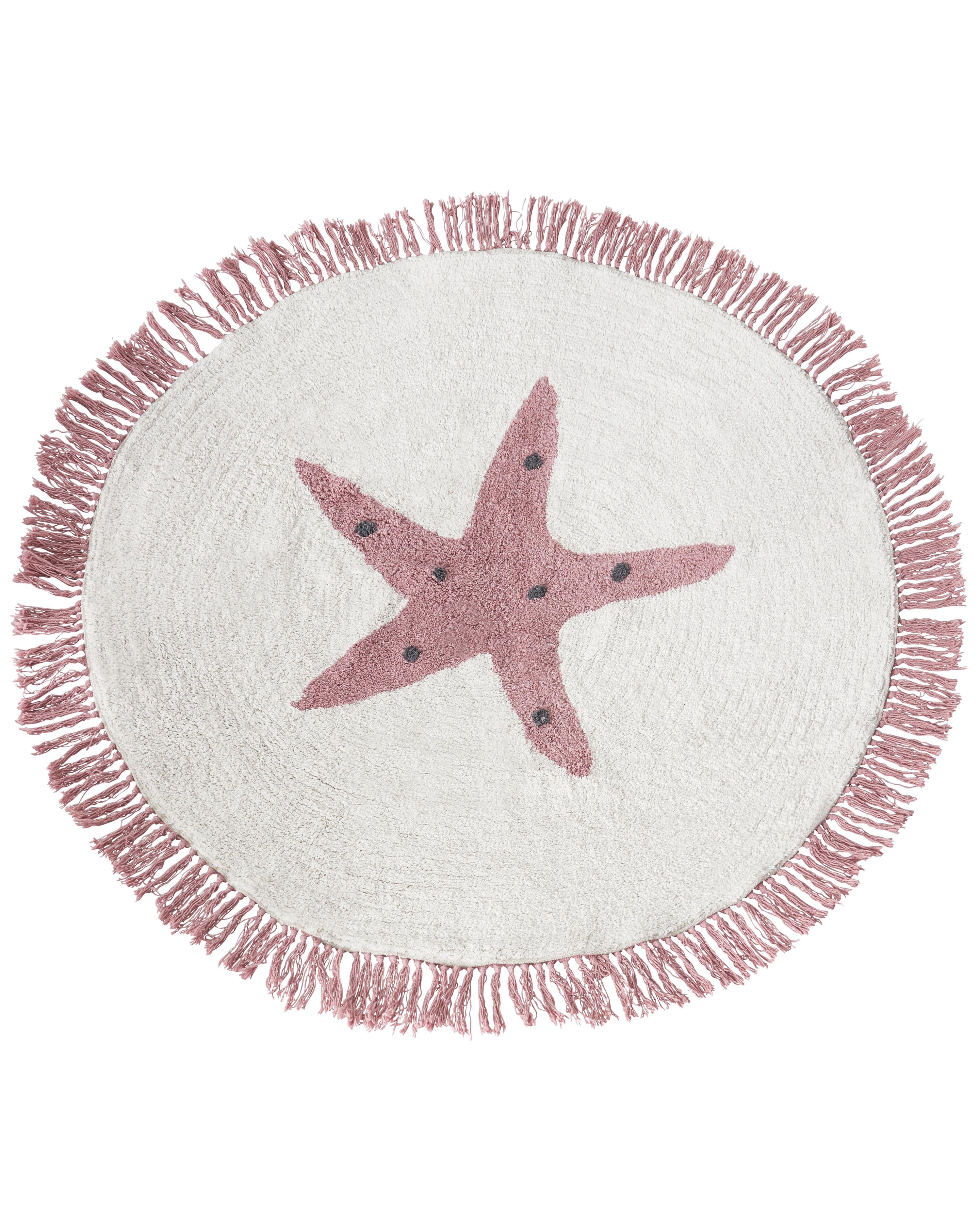 Kids Rug STARS Off-White ø 120 cm Cotton