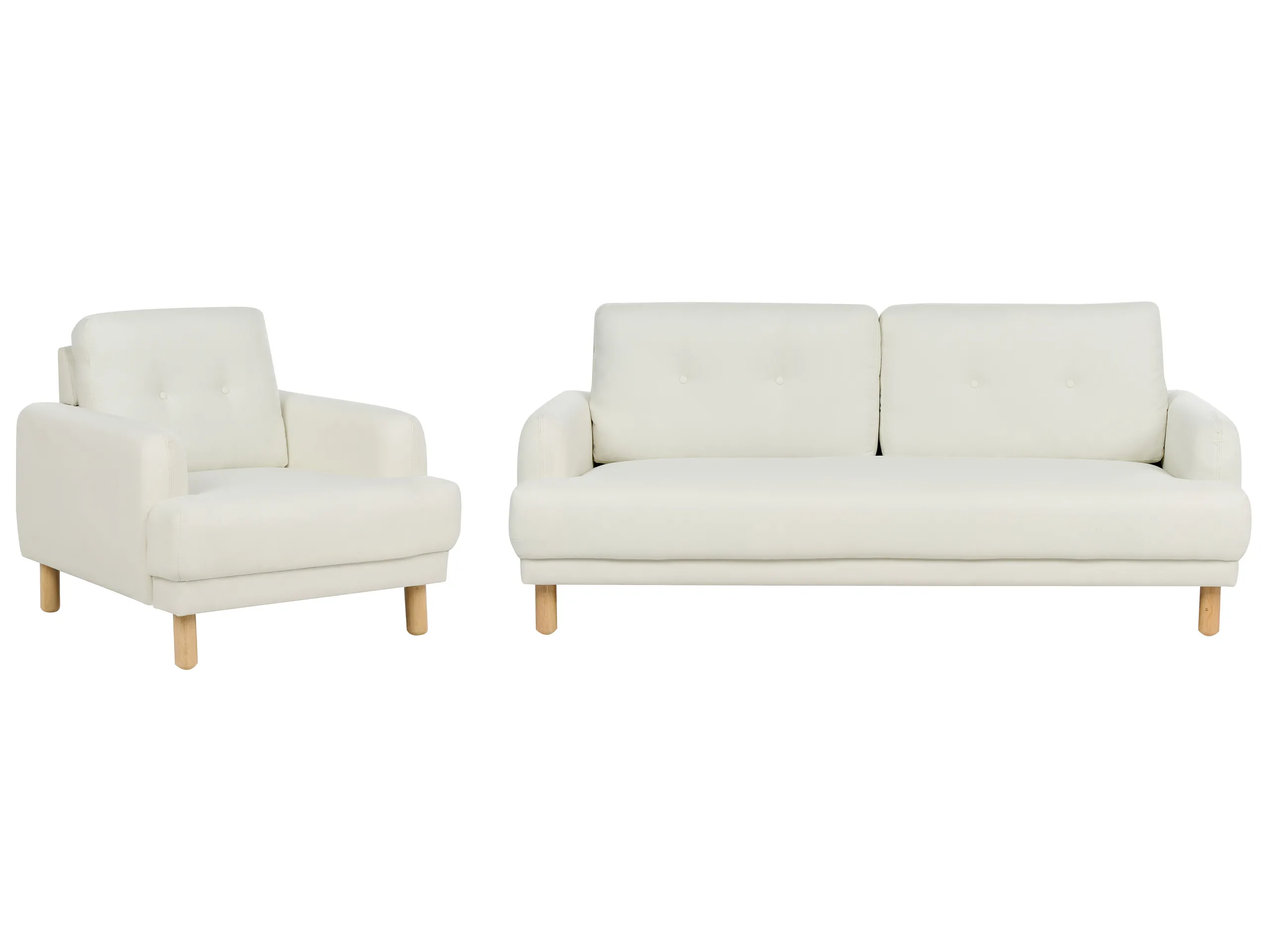 Living Room Set 4 Seater TUVE Fabric Off-White