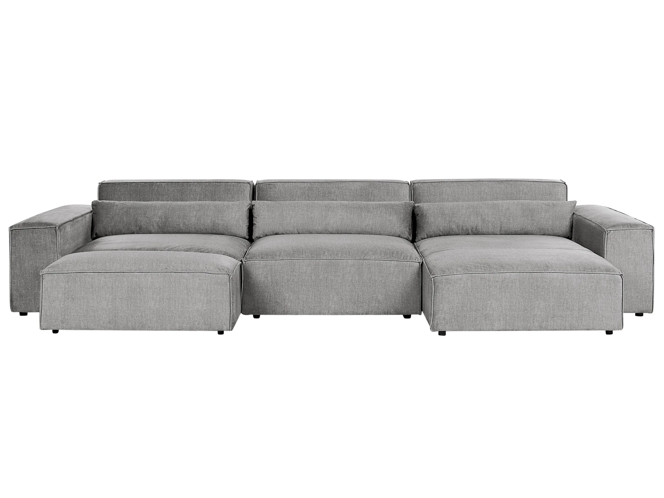 Modular Corner Sofa 5 Seater HELLNAR Fabric Grey with Ottoman Left Hand