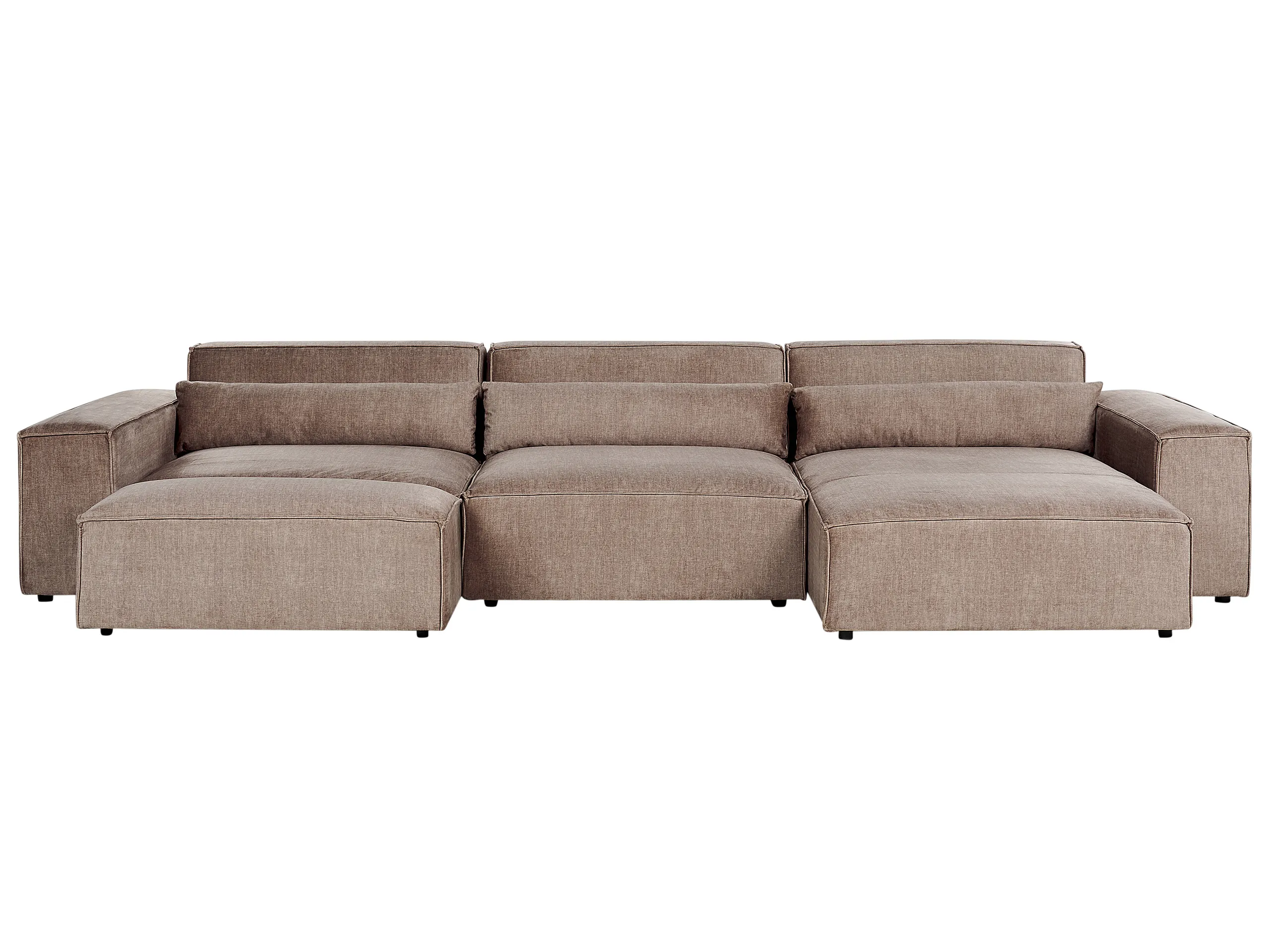 Modular Corner Sofa 5 Seater HELLNAR Fabric Light Brown with Ottoman Left Hand