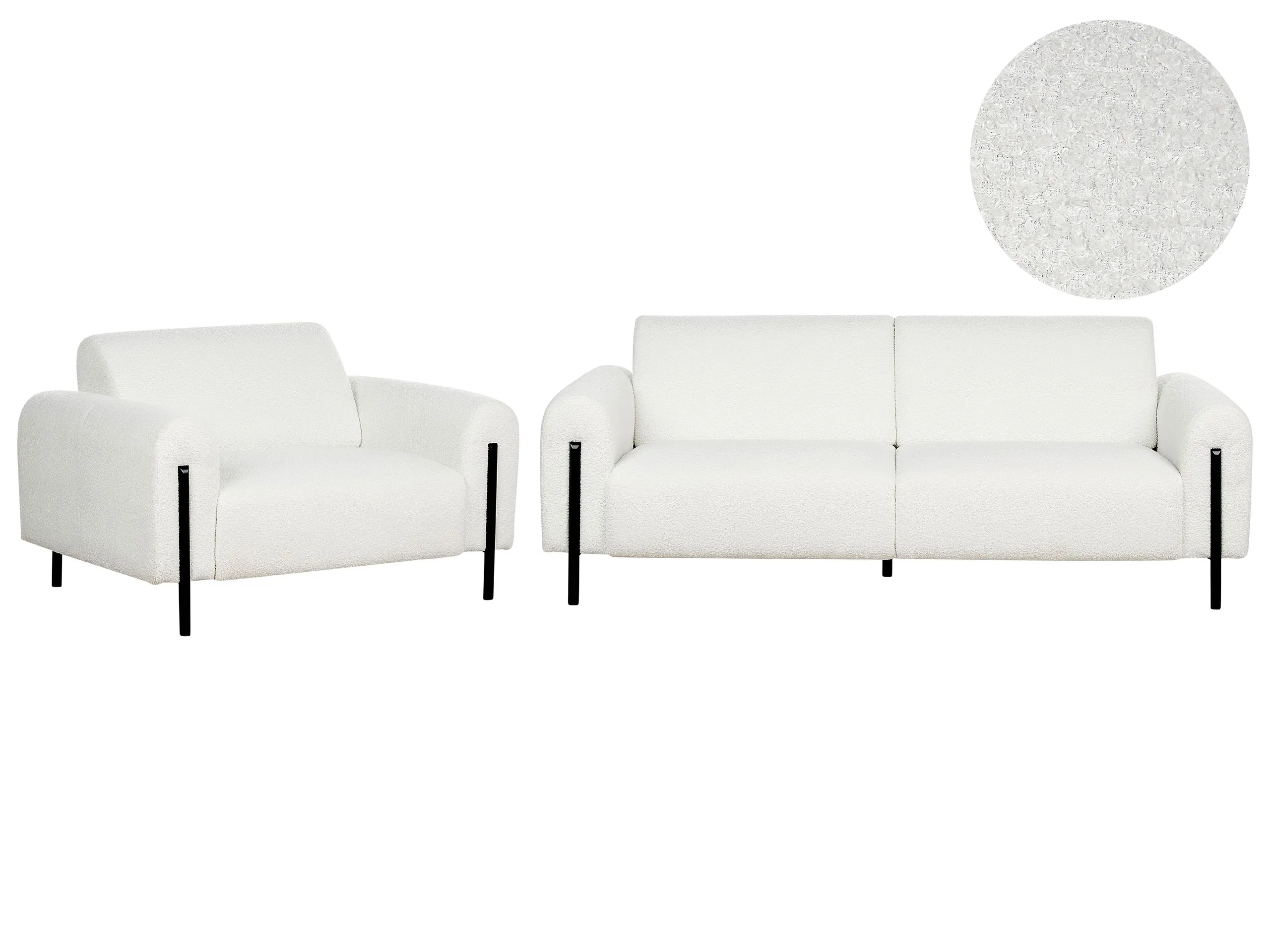 Conjunto de sala de estar 4 plazas ASKIM Bouclé Blanco