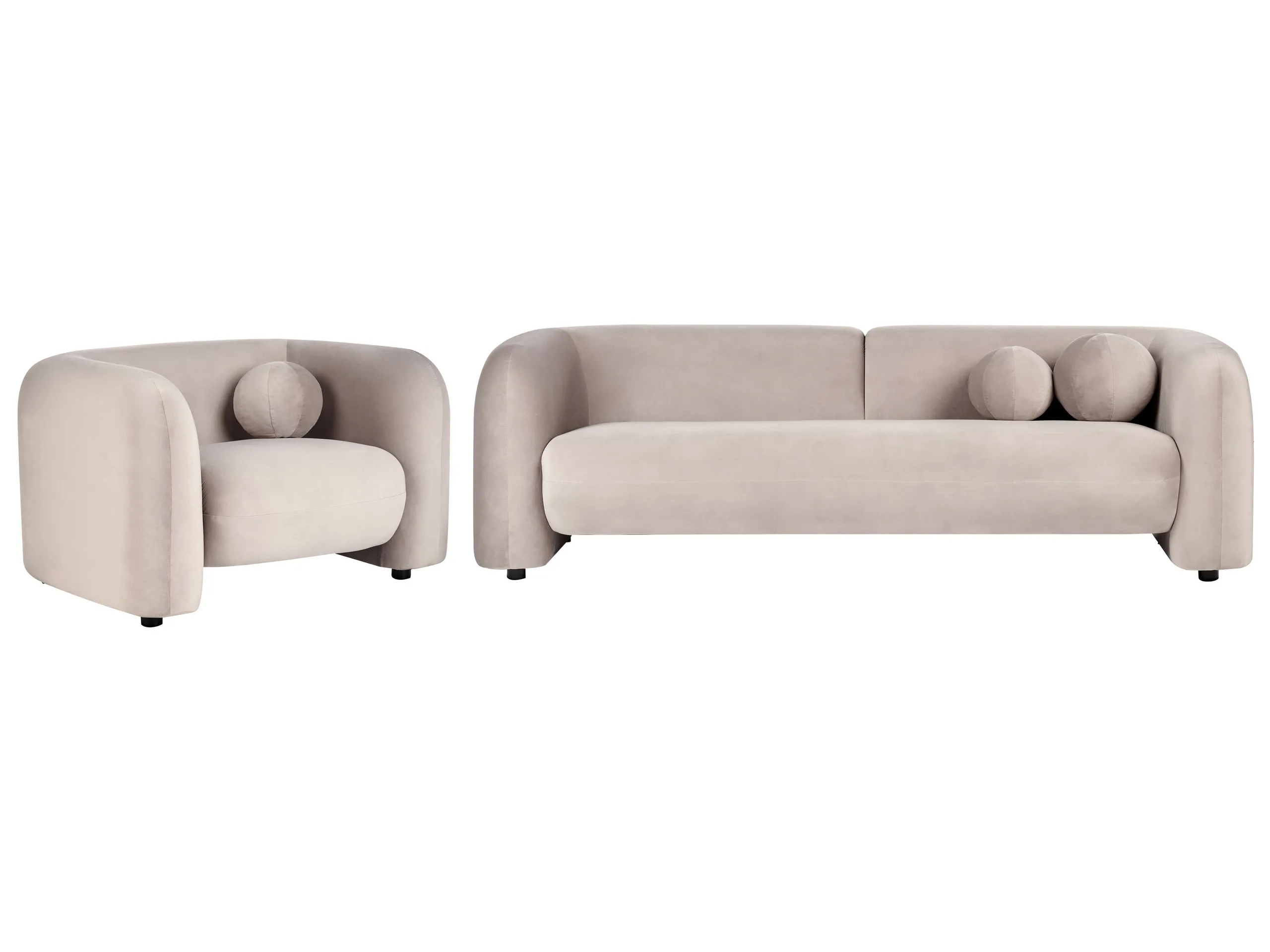Conjunto de sala de estar 4 plazas LEIREN Terciopelo Gris pardo