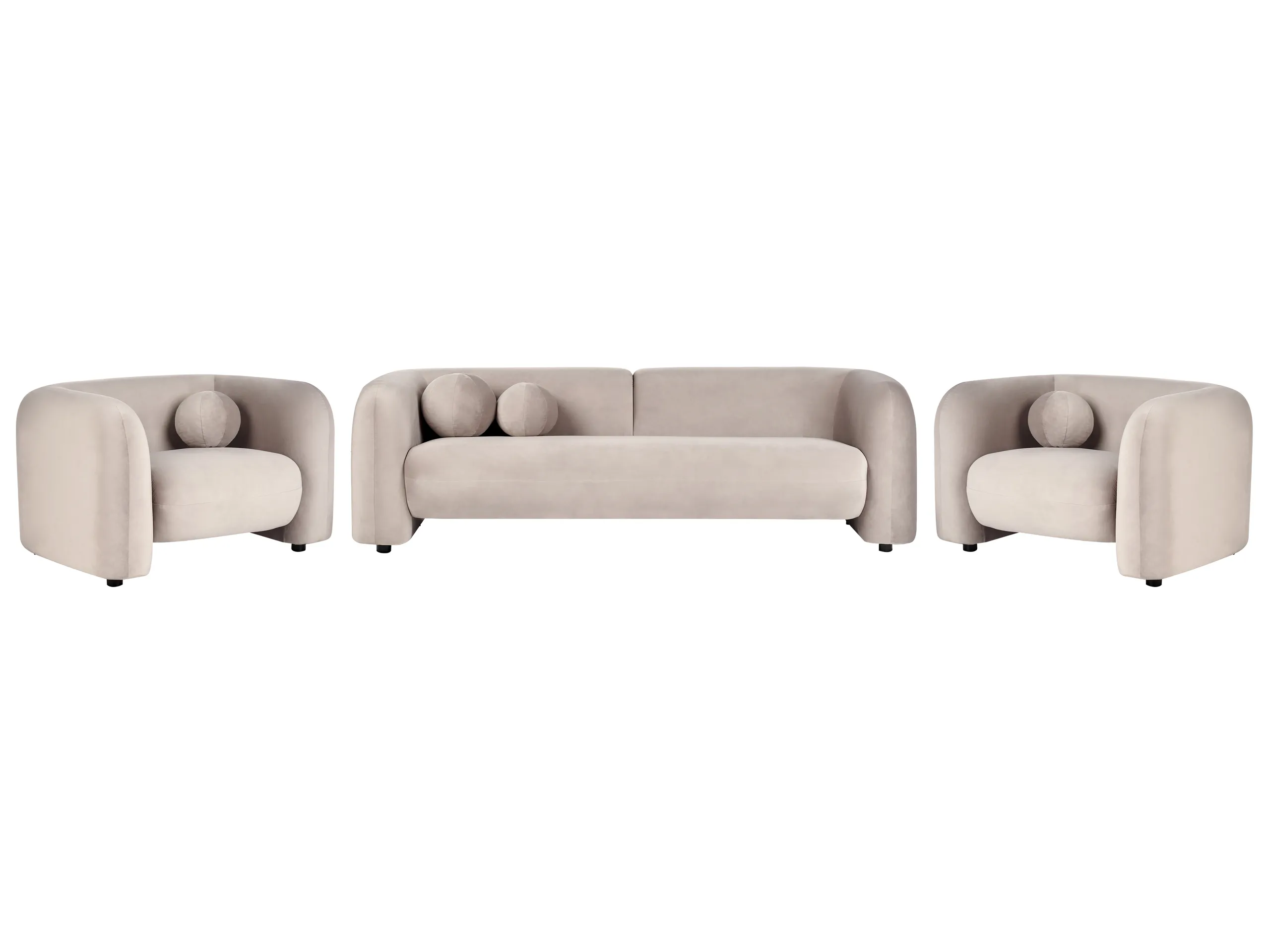 Conjunto de sala de estar 5 plazas LEIREN Terciopelo Gris pardo