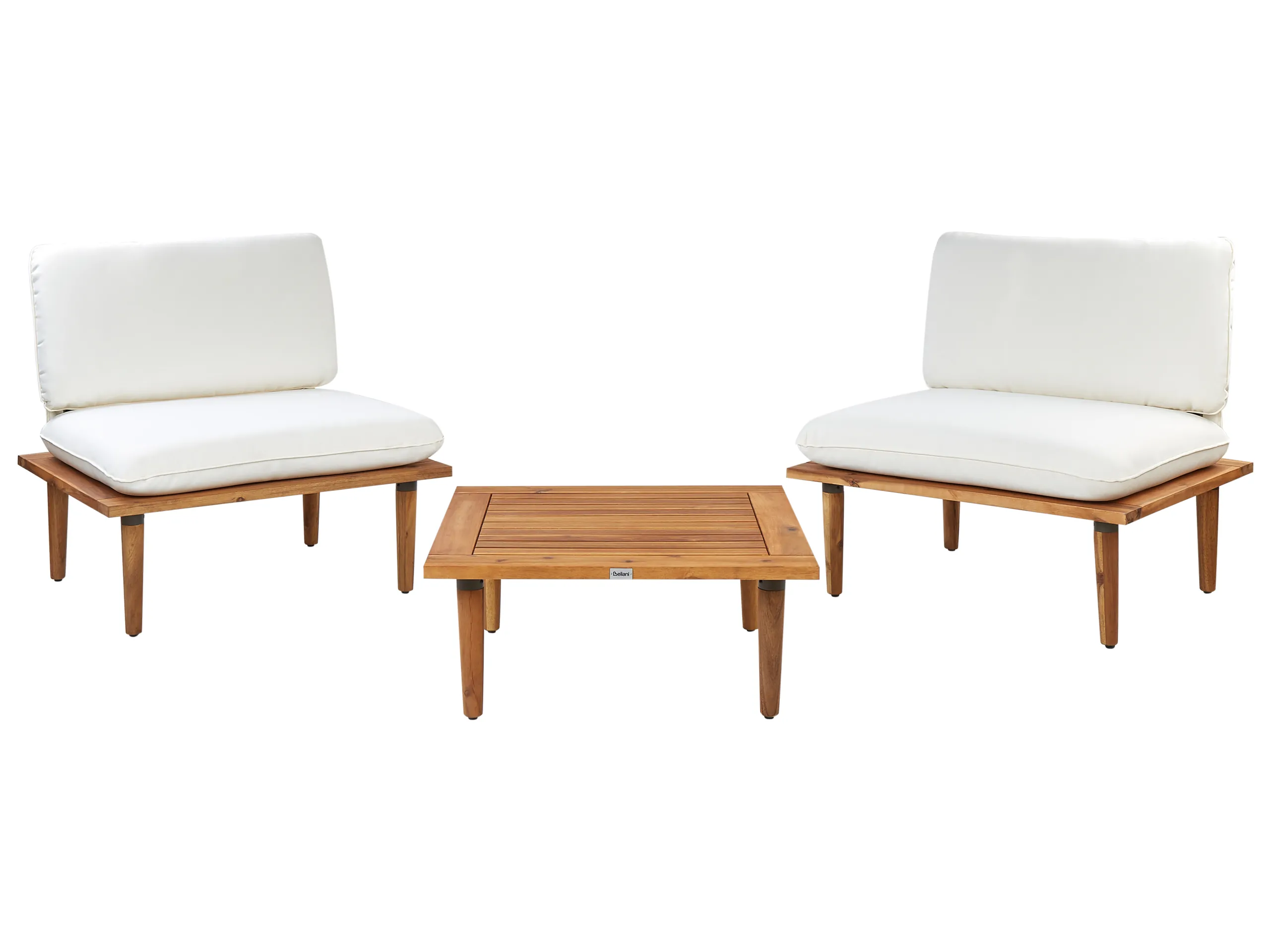 Conjunto de jardín con mesa 2 plazas FRASCATI modular Madera de acacia certificada Blanco crema
