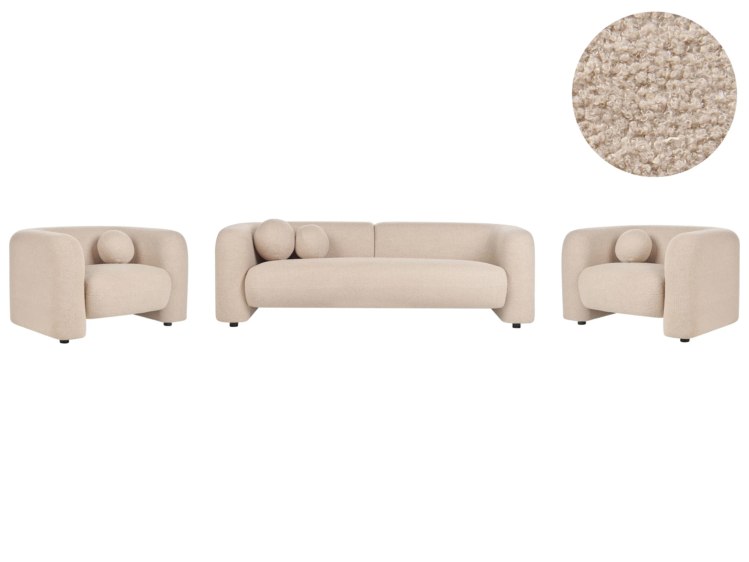 Conjunto de sala de estar 5 plazas LEIREN Bouclé Beige