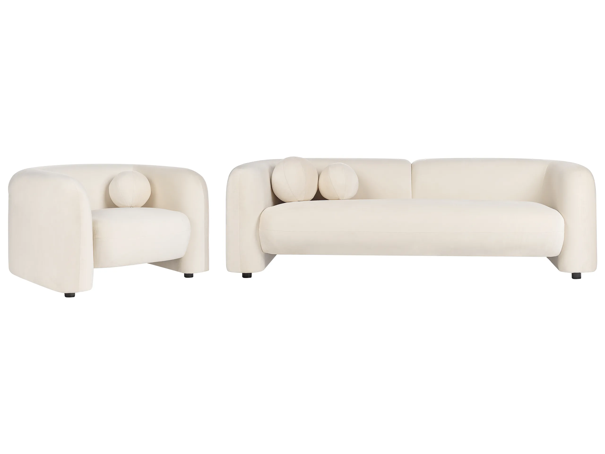 Conjunto de sala de estar 4 plazas LEIREN Terciopelo Blanco crema