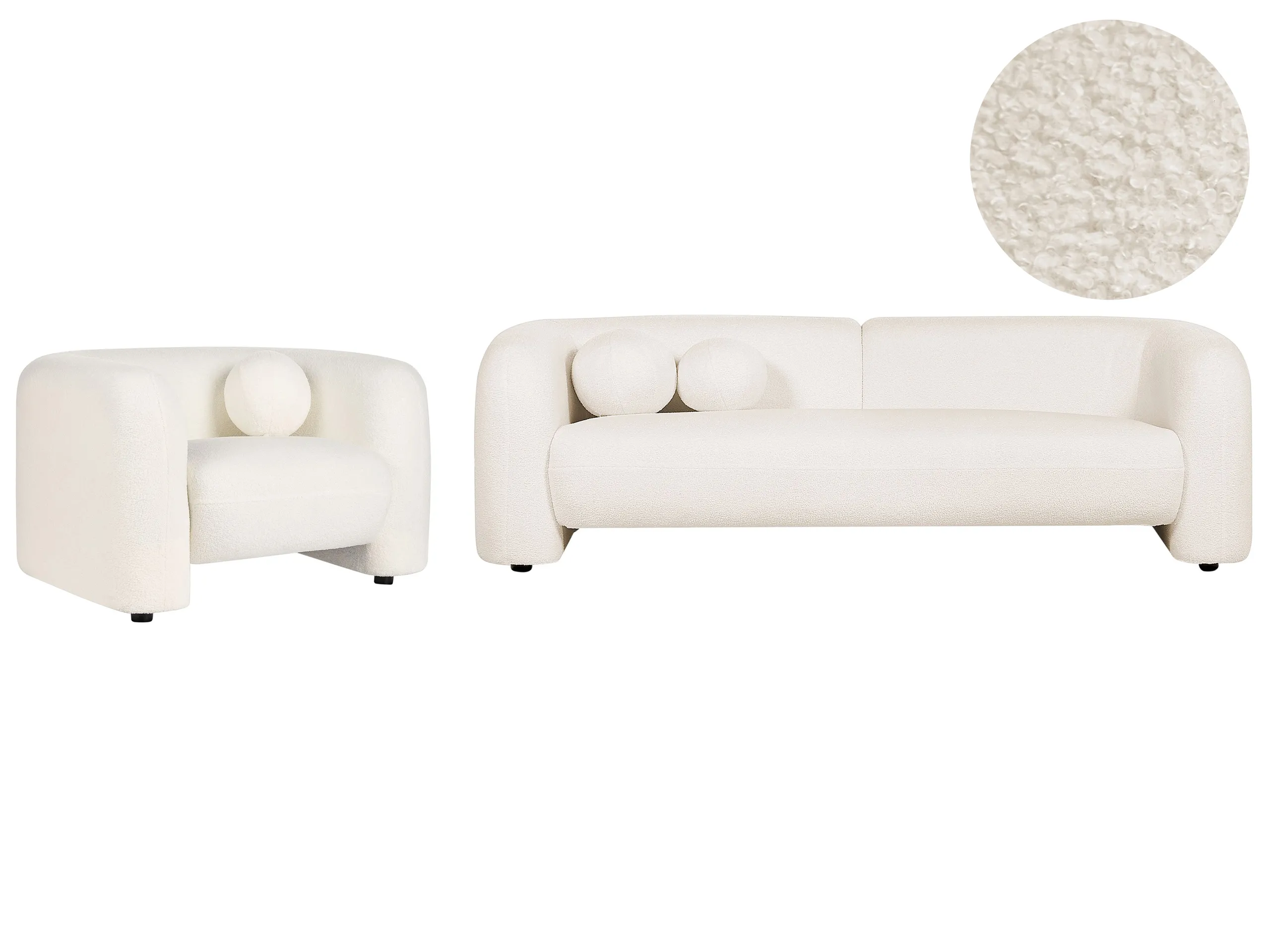 Conjunto de sala de estar 4 plazas LEIREN Bouclé Blanco
