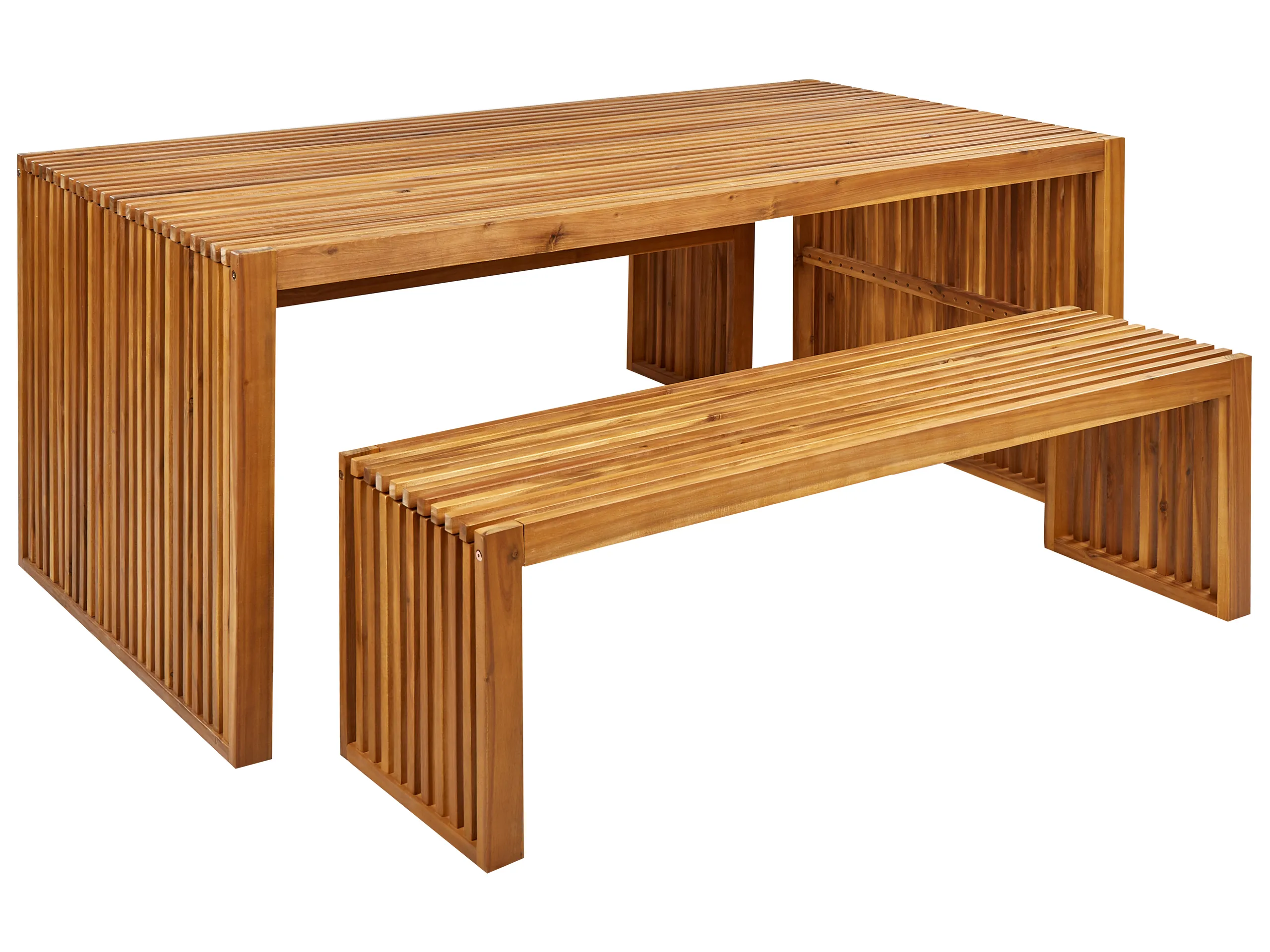 Conjunto de comedor exterior con bancos 6 plazas SULZANO Madera de acacia Marrón