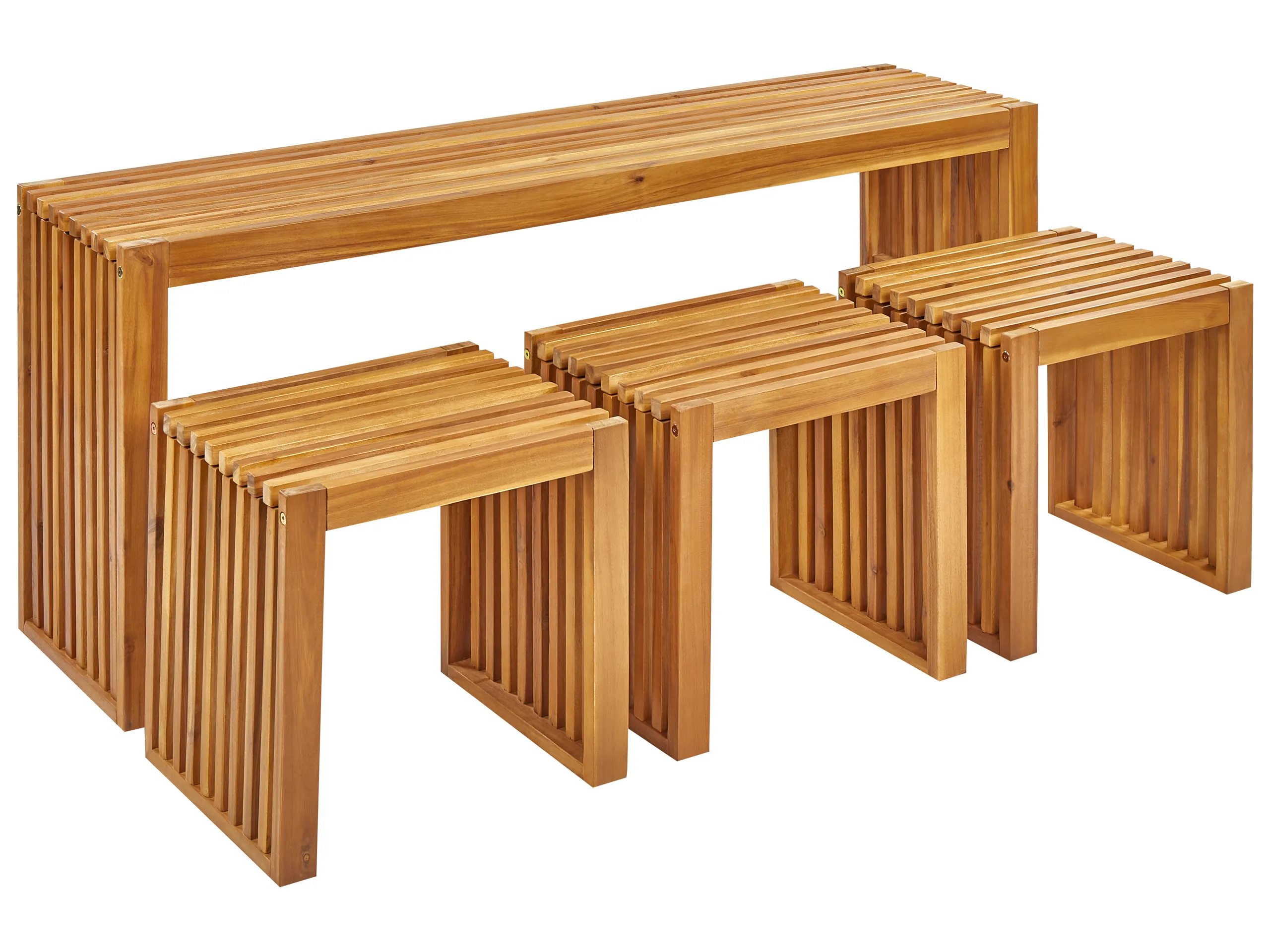 Conjunto de comedor exterior con taburetes 3 plazas BELLANO Madera de acacia Marrón