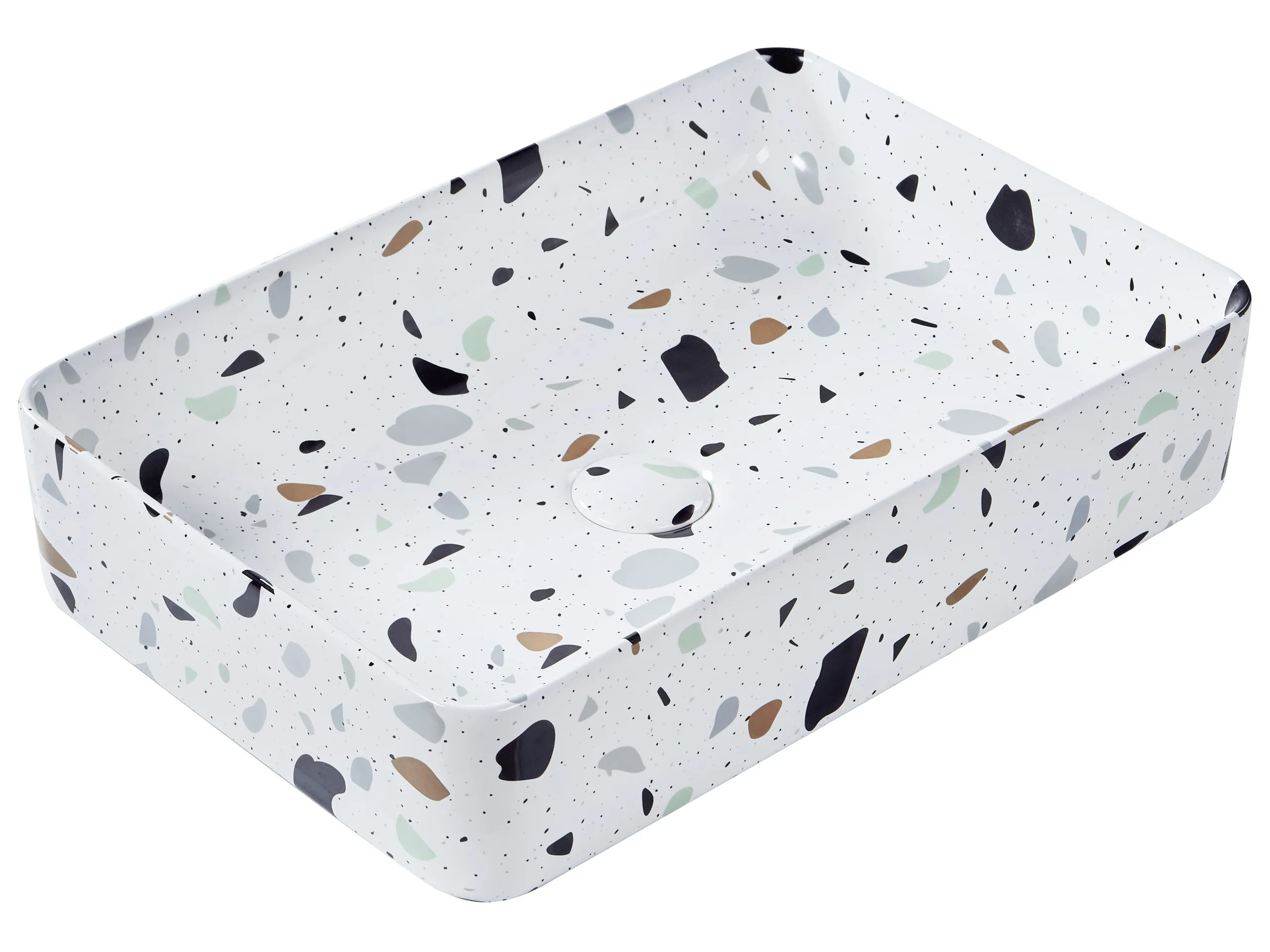 Lavabo sobre encimera NULES 61 x 35 cm Cerámica Terrazo blanco