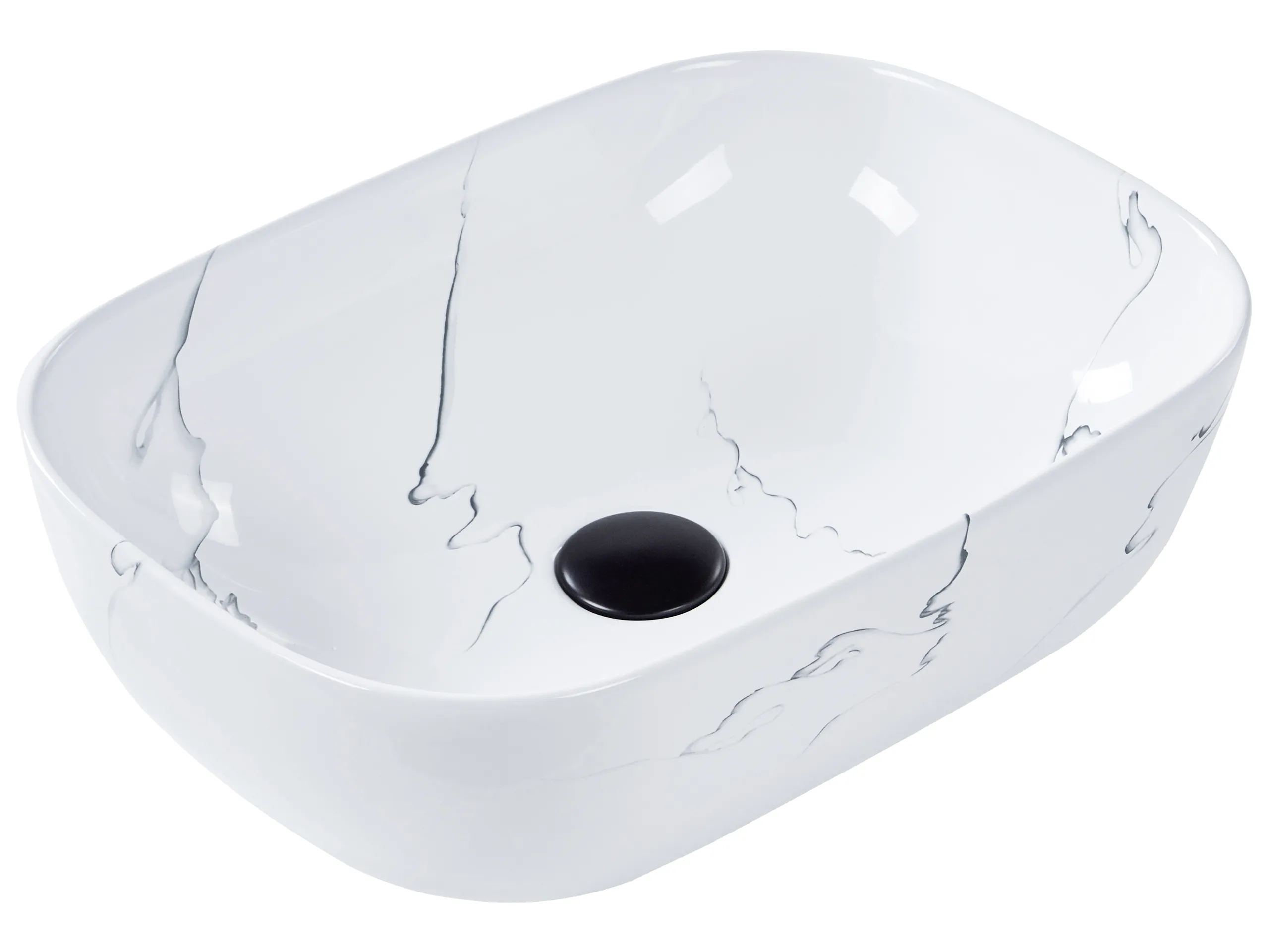 Lavabo sobre encimera HOPI 47 x 34 cm Cerámica Mármol blanco