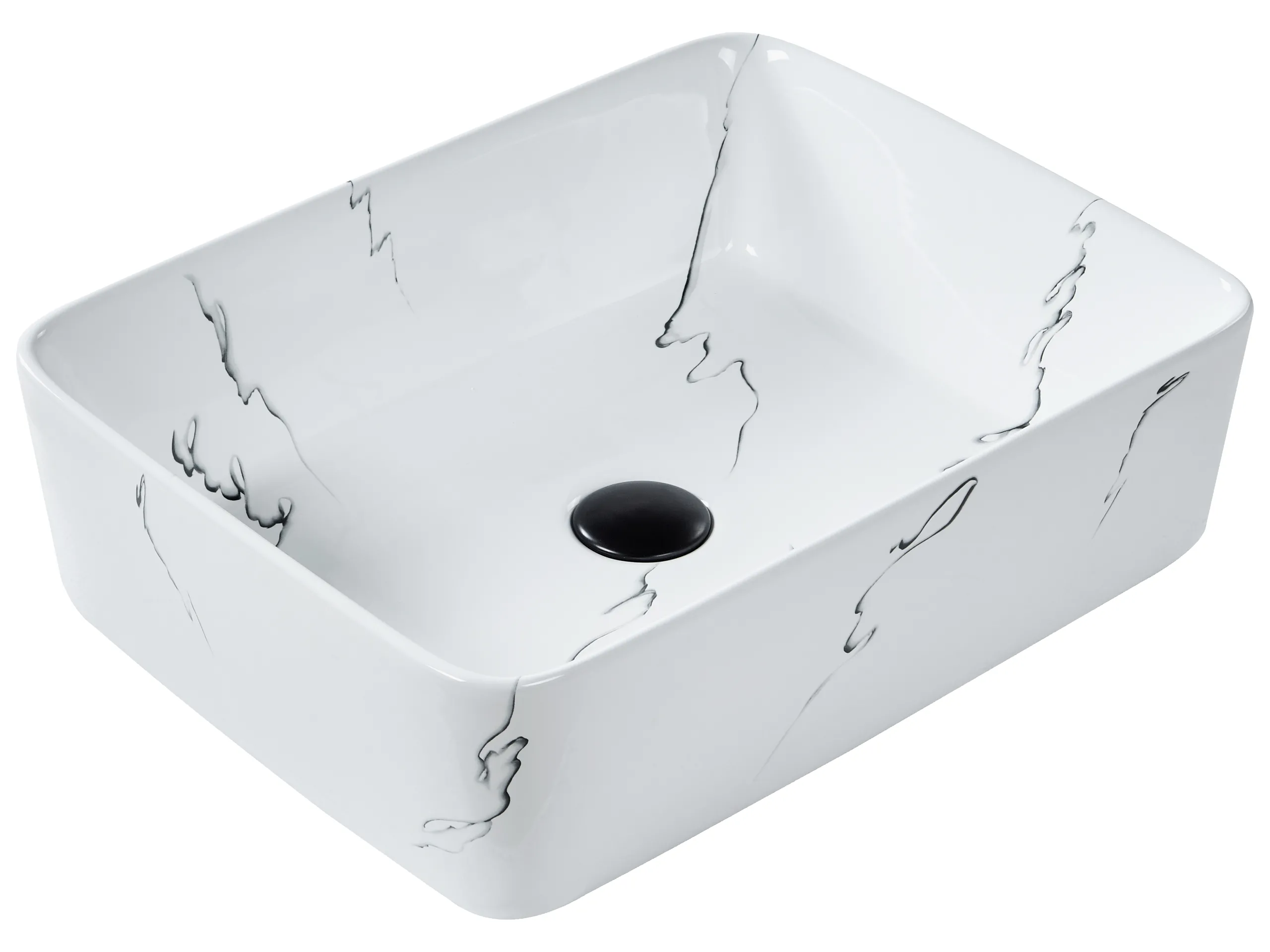 Lavabo sobre encimera HOPI 49 x 38 cm Cerámica Mármol blanco