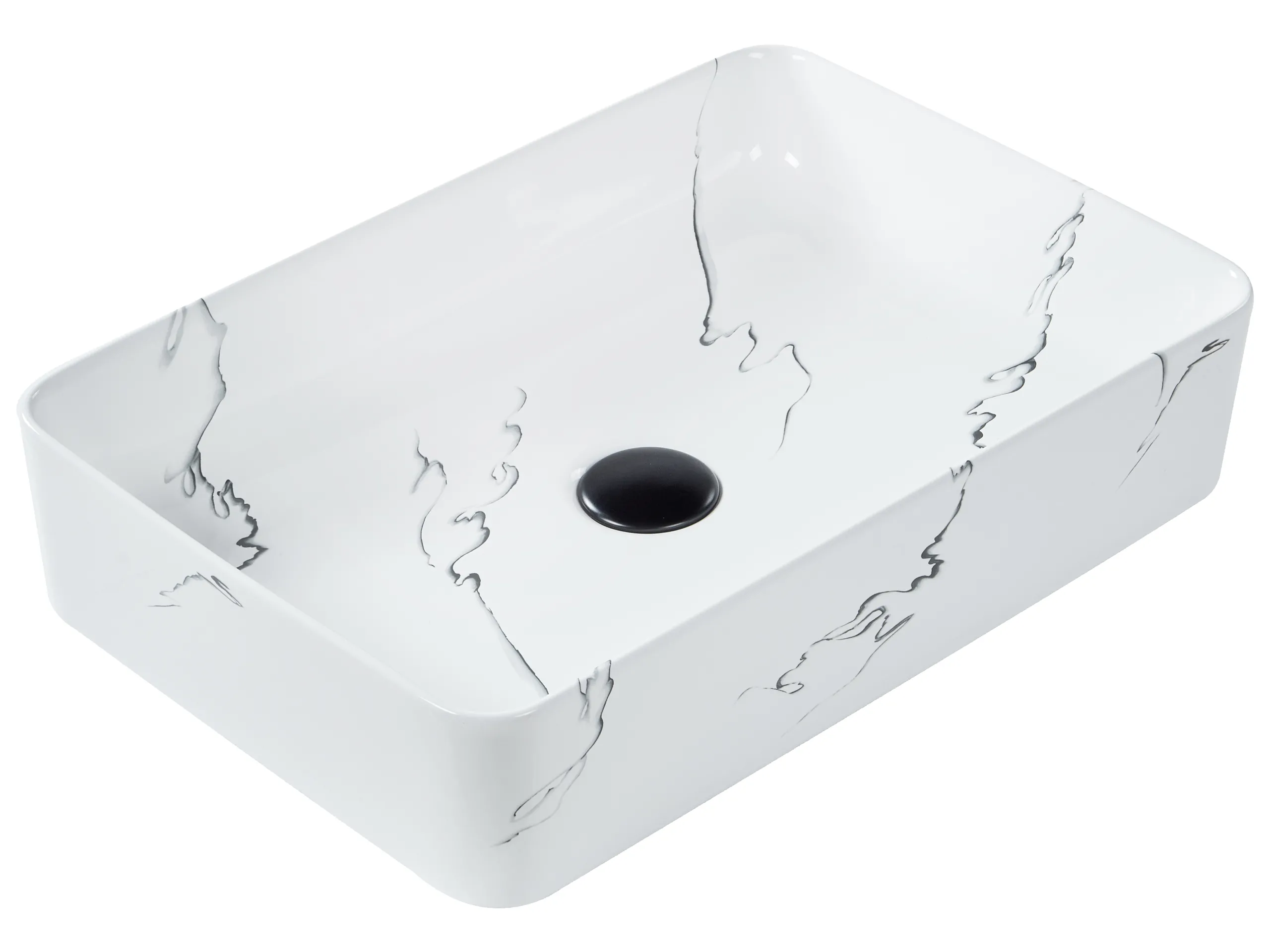 Lavabo sobre encimera HOPI 51 x 34 cm Cerámica Mármol blanco